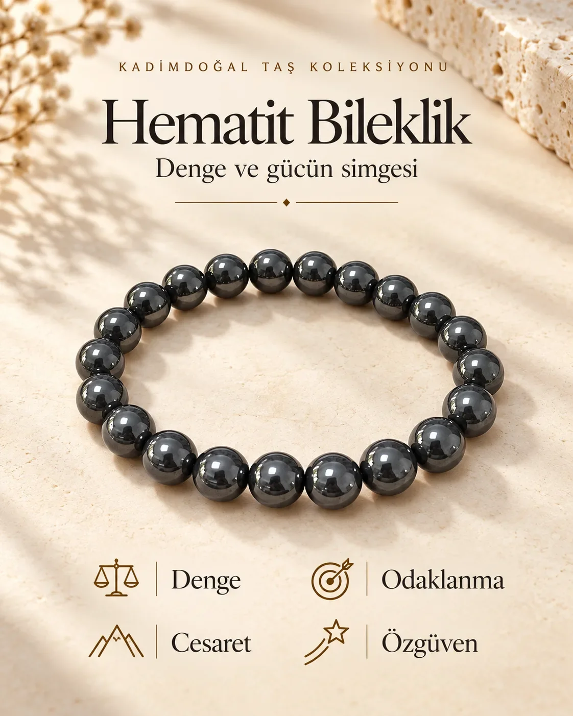 Hematit 8 mm Bileklik