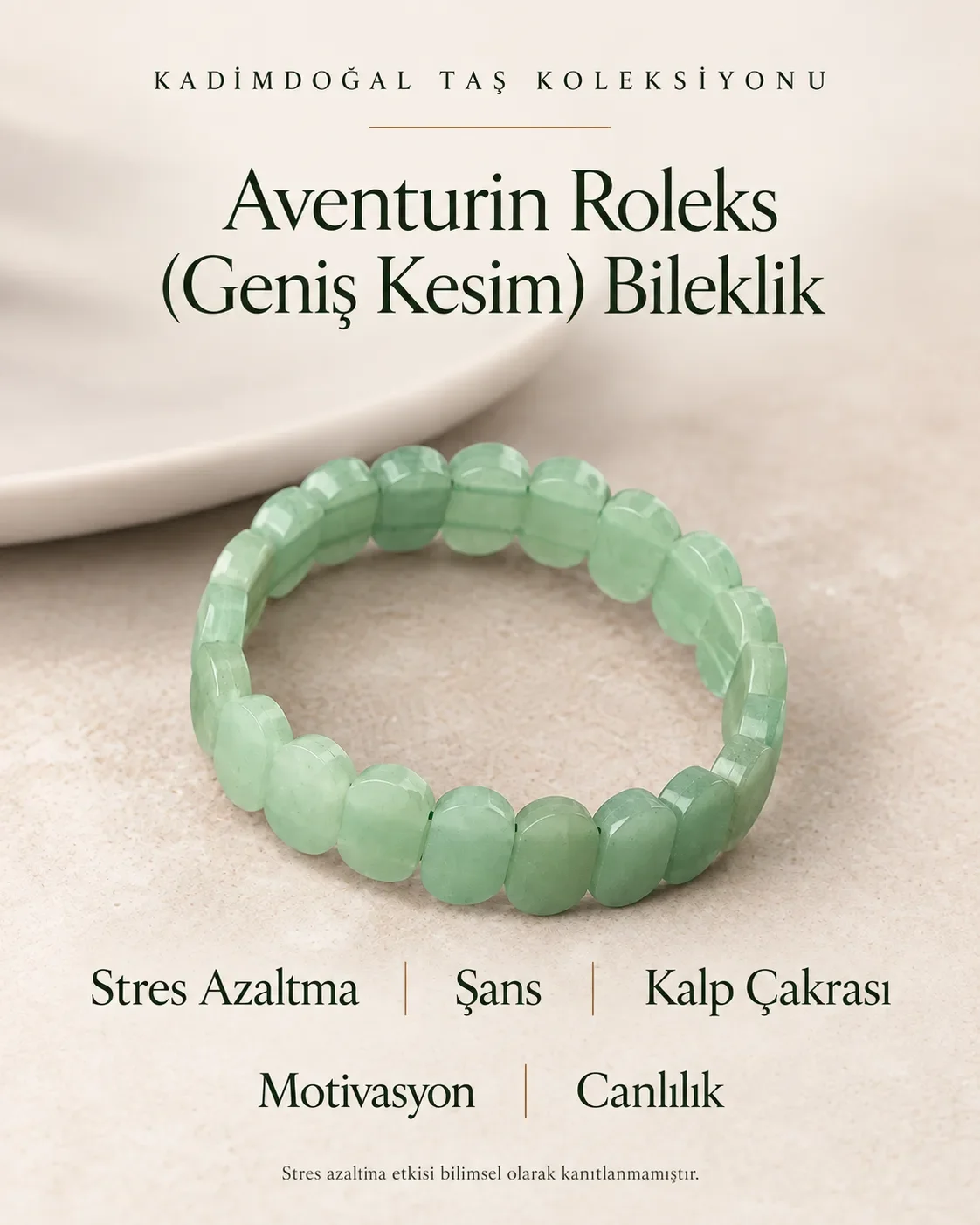 Sertifikalı Aventurin Roleks (Geniş) Kesim DoğaltaşBileklik