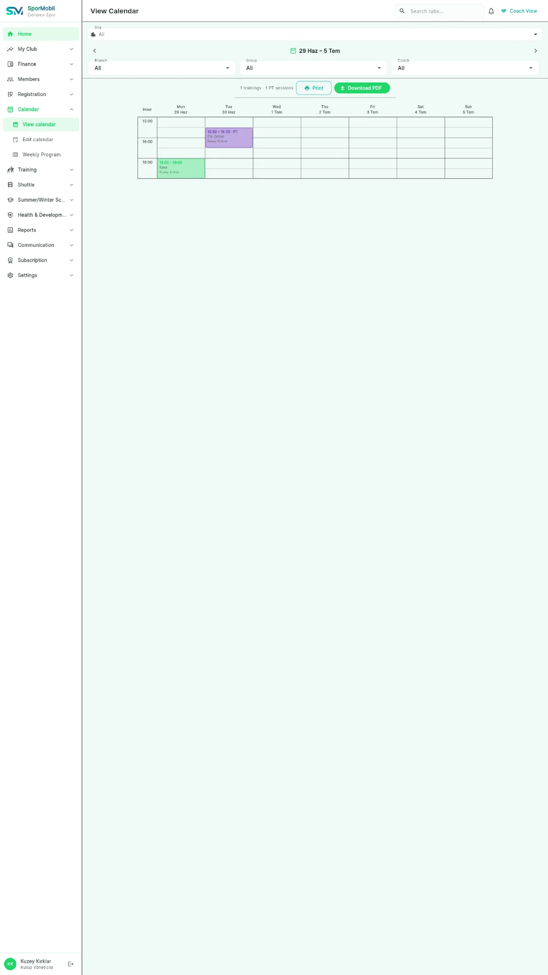 SporMobil Website 3