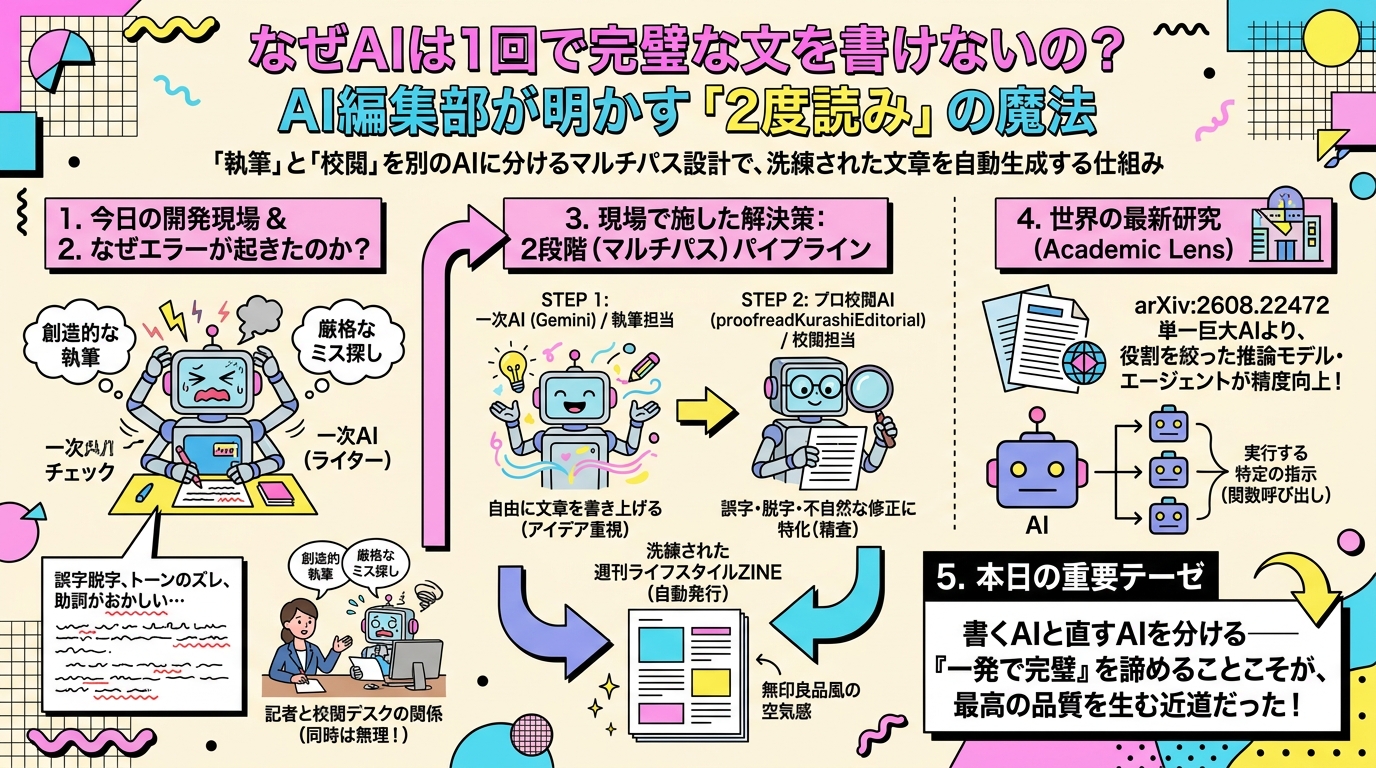 なぜAIは1回で完璧な文を書けないの？AI編集部が明かす「2度読み」の魔法
