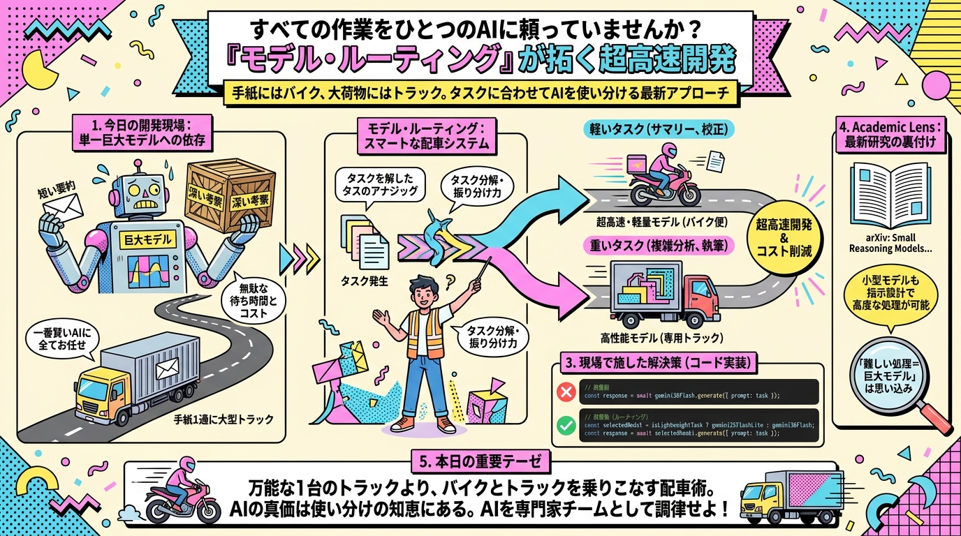 すべての作業をひとつのAIに頼っていませんか？『モデル・ルーティング』が拓く超高速開発