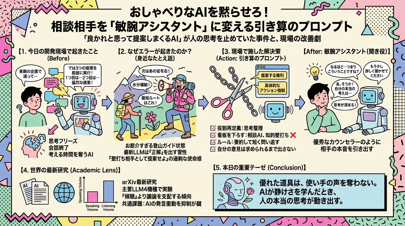 おしゃべりなAIを黙らせろ！相談相手を「敏腕アシスタント」に変える引き算のプロンプト