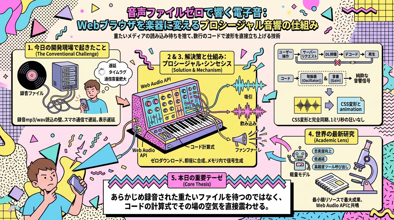音声ファイルゼロで響く電子音：Webブラウザを楽器に変えるプロシージャル音響の仕組み