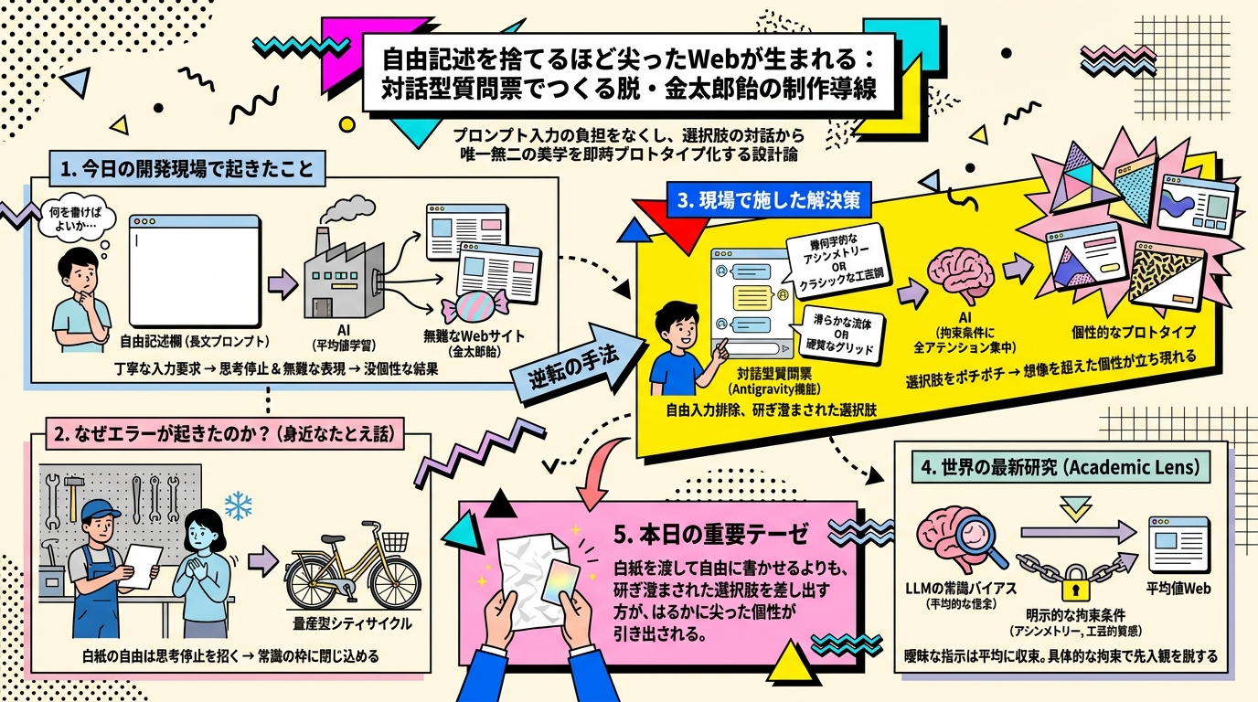 自由記述を捨てるほど尖ったWebが生まれる：対話型質問票でつくる脱・金太郎飴の制作導線