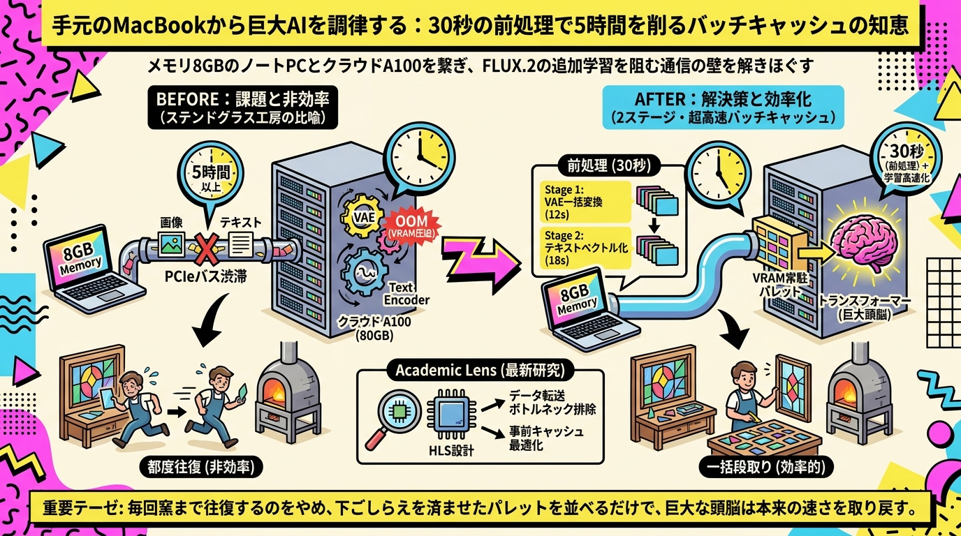 手元のMacBookから巨大AIを調律する：30秒の前処理で5時間を削るバッチキャッシュの知恵