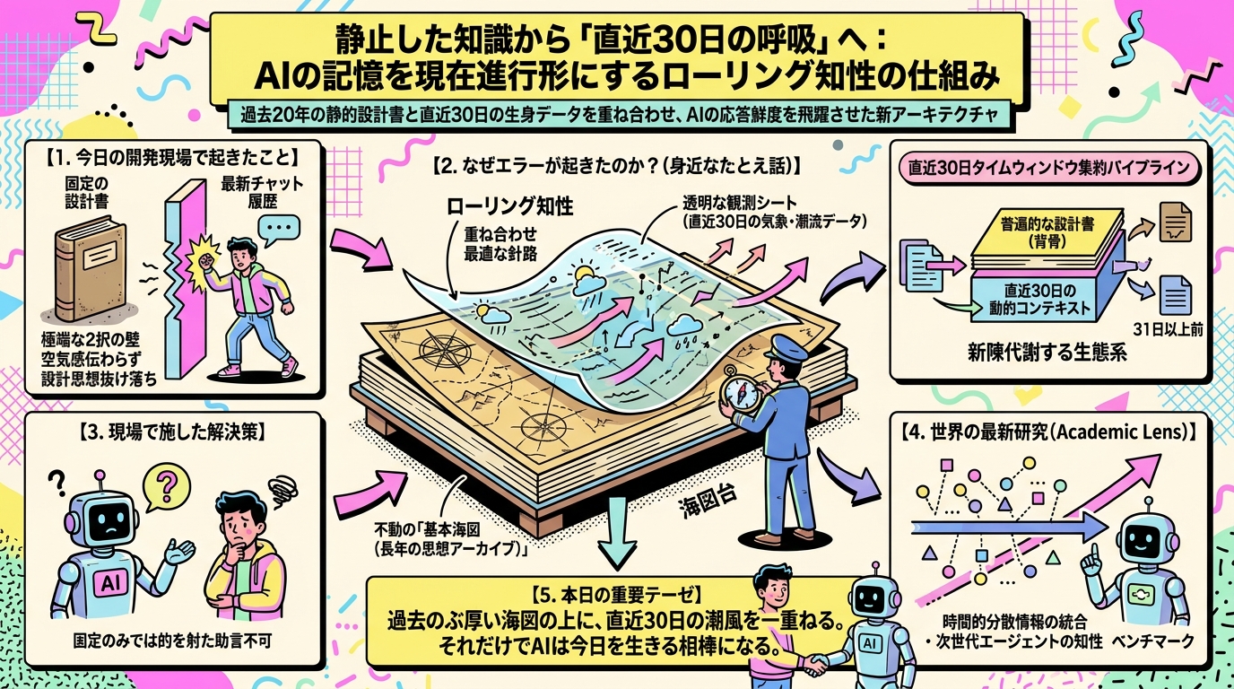 静止した知識から「直近30日の呼吸」へ：AIの記憶を現在進行形にするローリング知性の仕組み