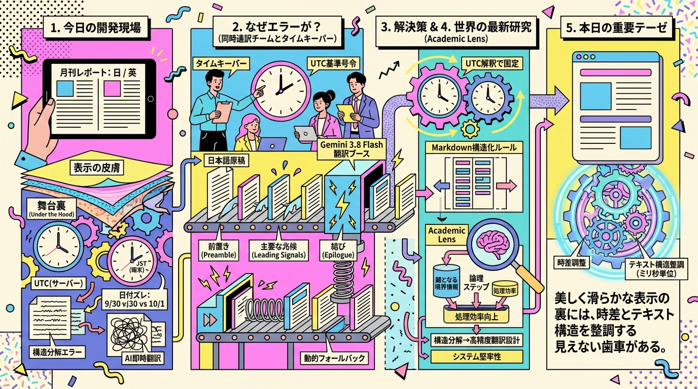 画面の奥で蠢く「時差」と「翻訳」の歯車：二言語自動配信パイプラインのレントゲン写真