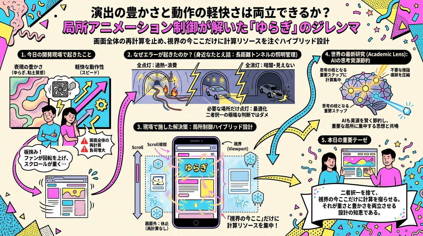 演出の豊かさと動作の軽快さは両立できるか？ 局所アニメーション制御が解いた「ゆらぎ」のジレンマ