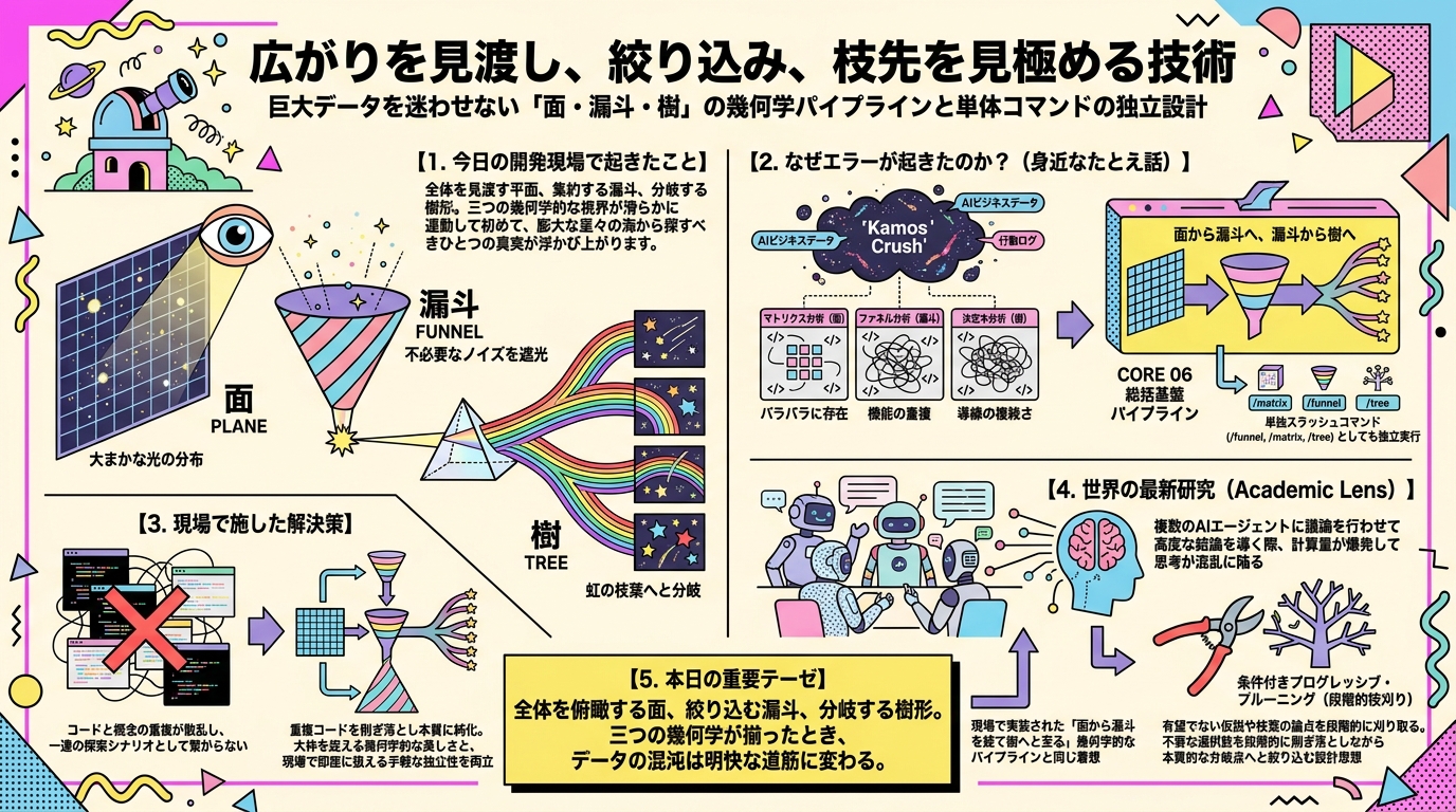 広がりを見渡し、絞り込み、枝先を見極める技術