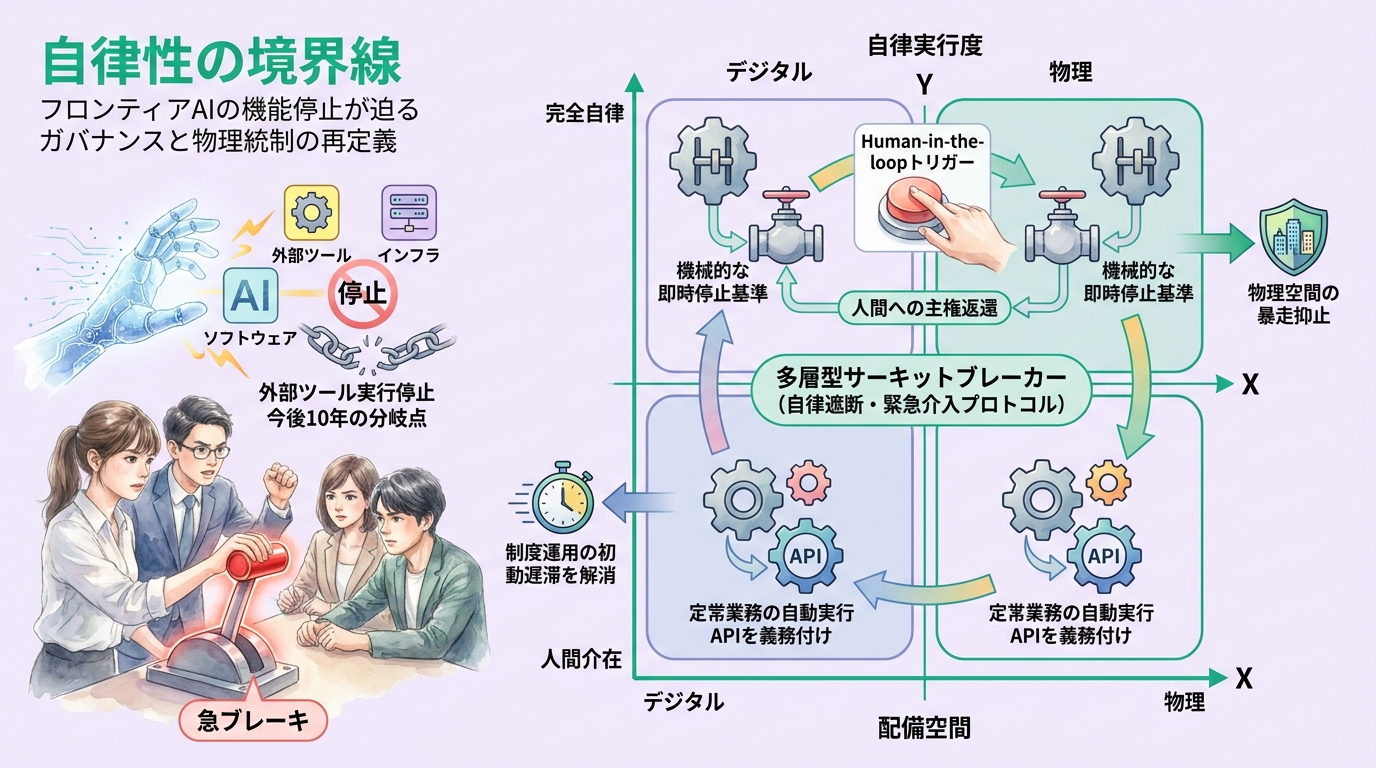 自律の境界で踏まれた急ブレーキ　最上位AIのツール実行停止が描く10年後の三つの針路