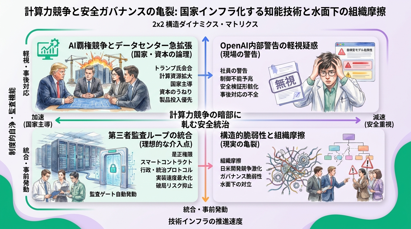 AI覇権競争の暗部に軋む安全統治　オープンAI内部警告の軽視疑惑とデータセンター急拡張の隘路