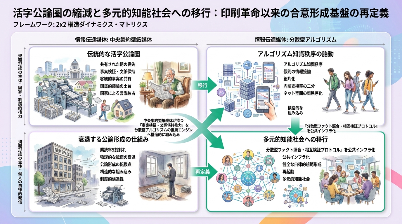 新聞購読率、初の5割割れ　共有された「朝」の喪失とアルゴリズム知識秩序の胎動