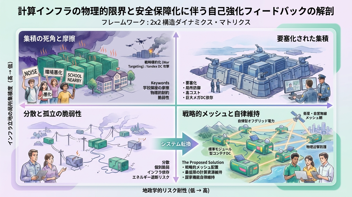 集積する計算インフラの死角　学校隣接の摩擦と戦時標的化が突く立地政策の歪み