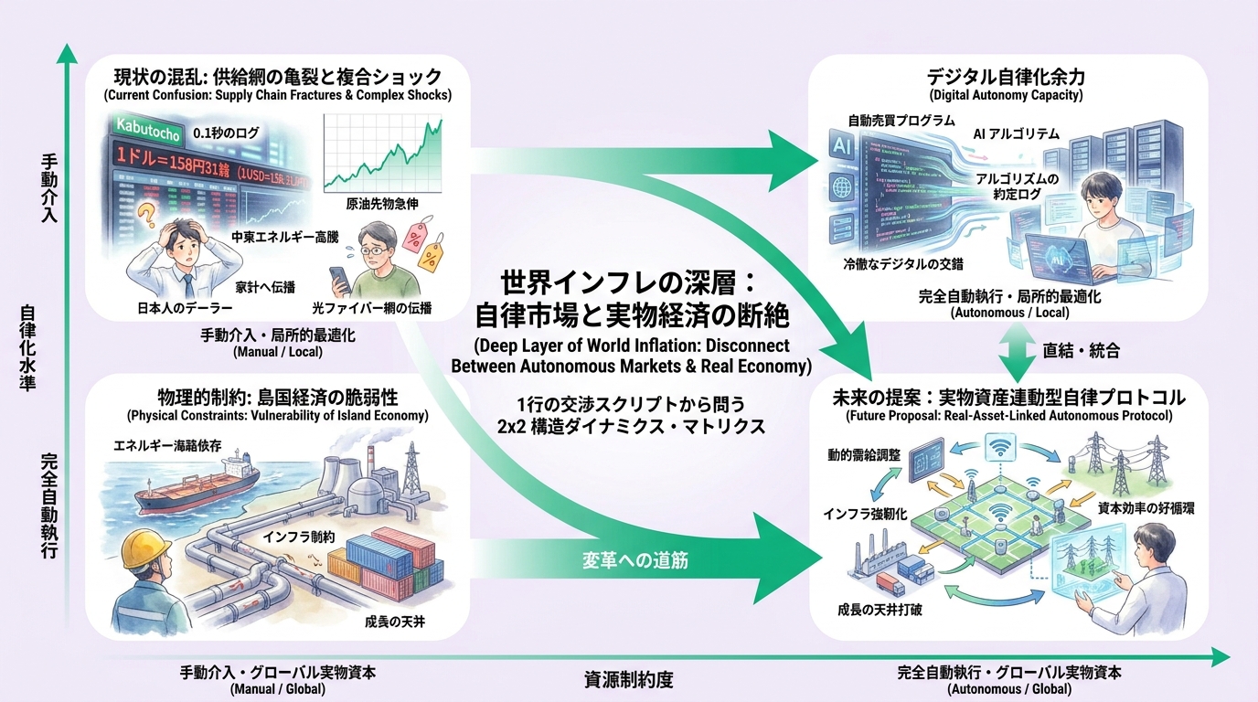 兜町「0.1秒のログ」が映す供給網の亀裂
中東エネルギー高騰と158円台、家計へ伝播する複合ショック