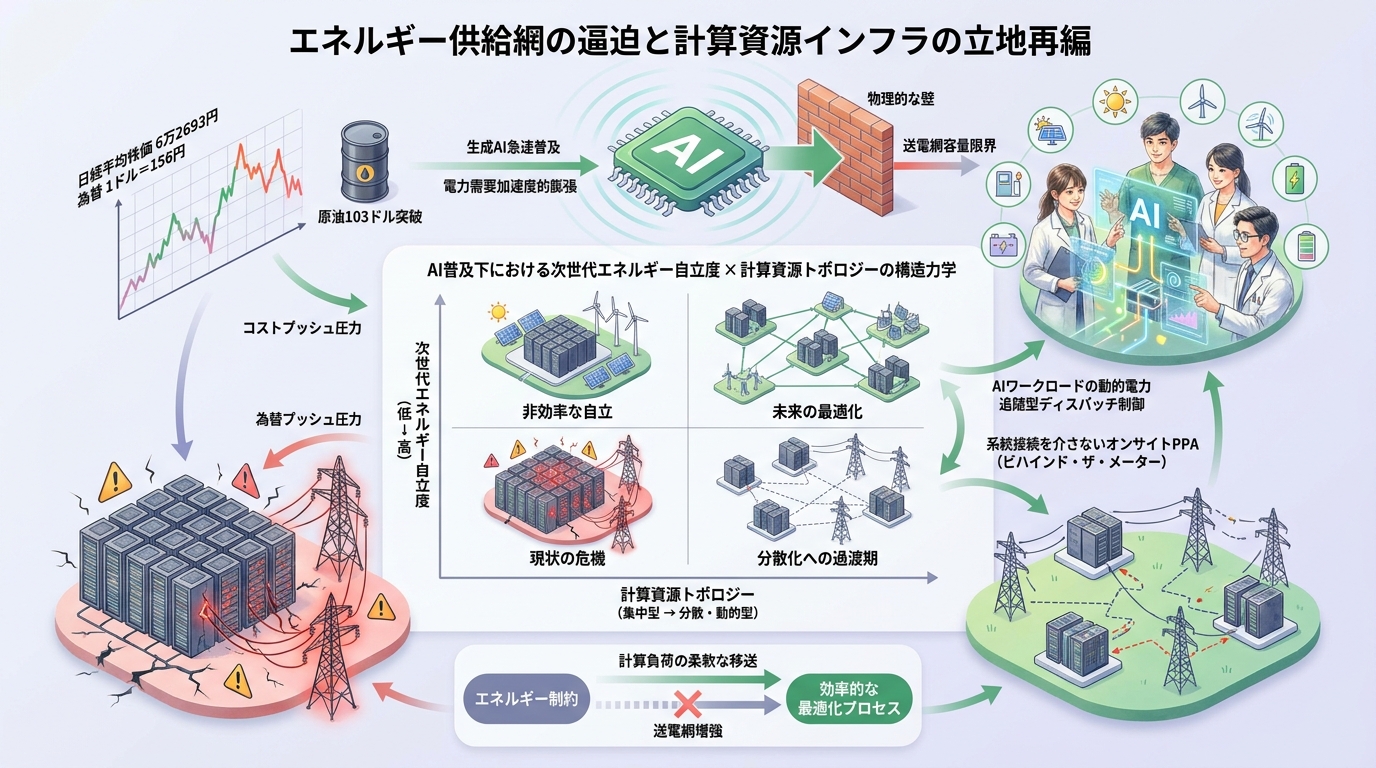 原油103ドル突破と計算資源の制約　電力争奪が迫るデータセンター立地再編