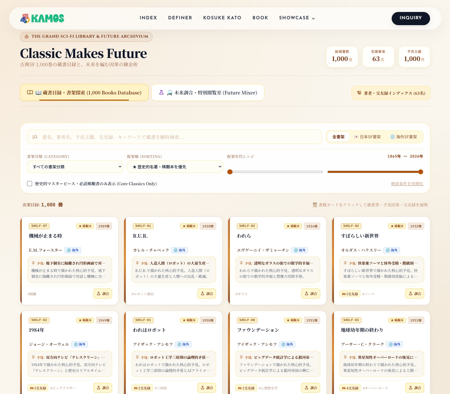 古典SF1000冊のアイデアと現代を繋ぐアイデアデータベース。