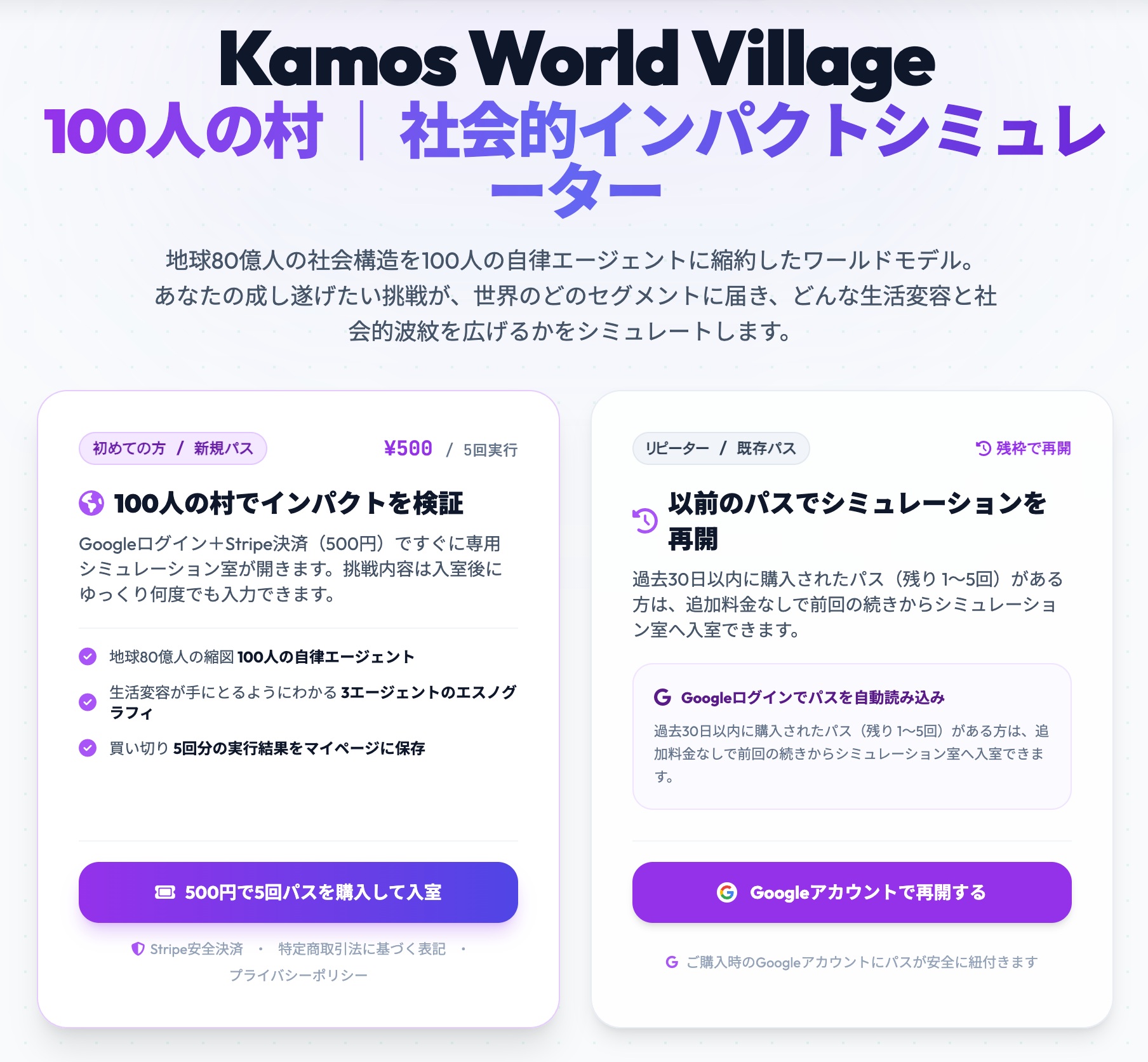 100人の村でインパクトを推量するシミュレータの構想