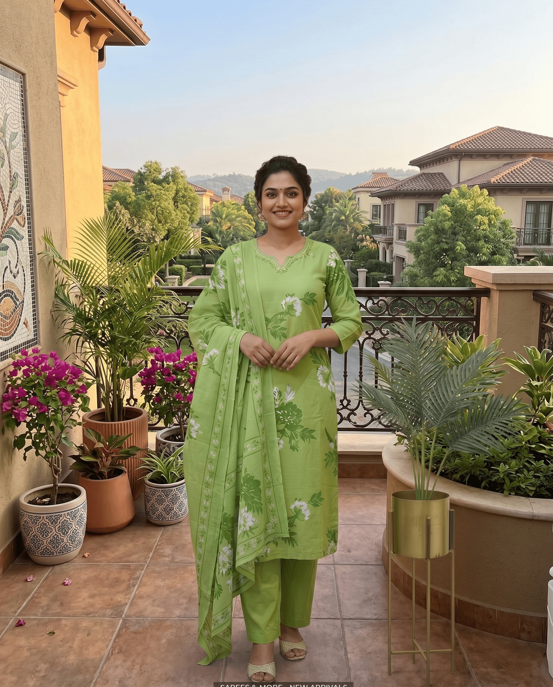 Earthy Elegance Green Pure Cotton Kurta Set
