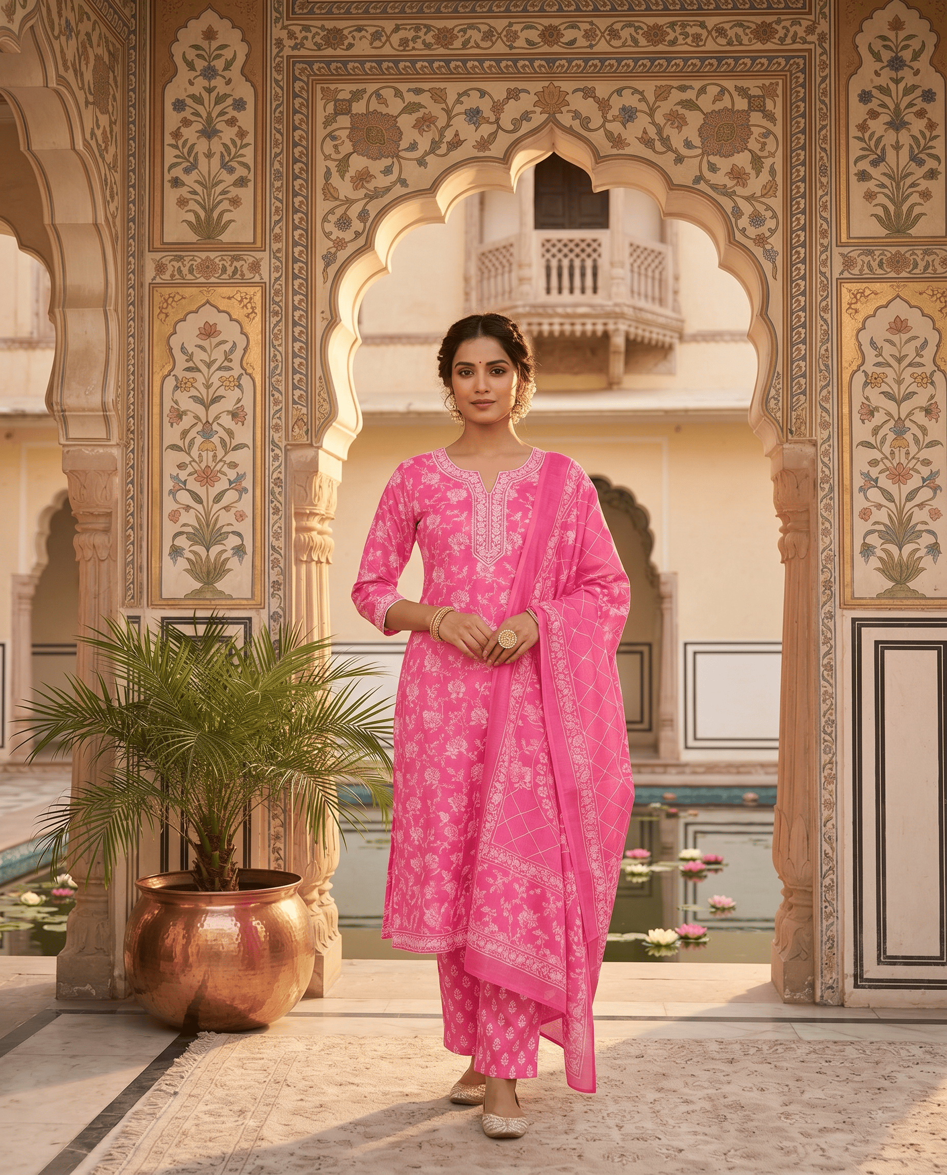 Gulabi Bliss: Pure Cotton Kurta Set