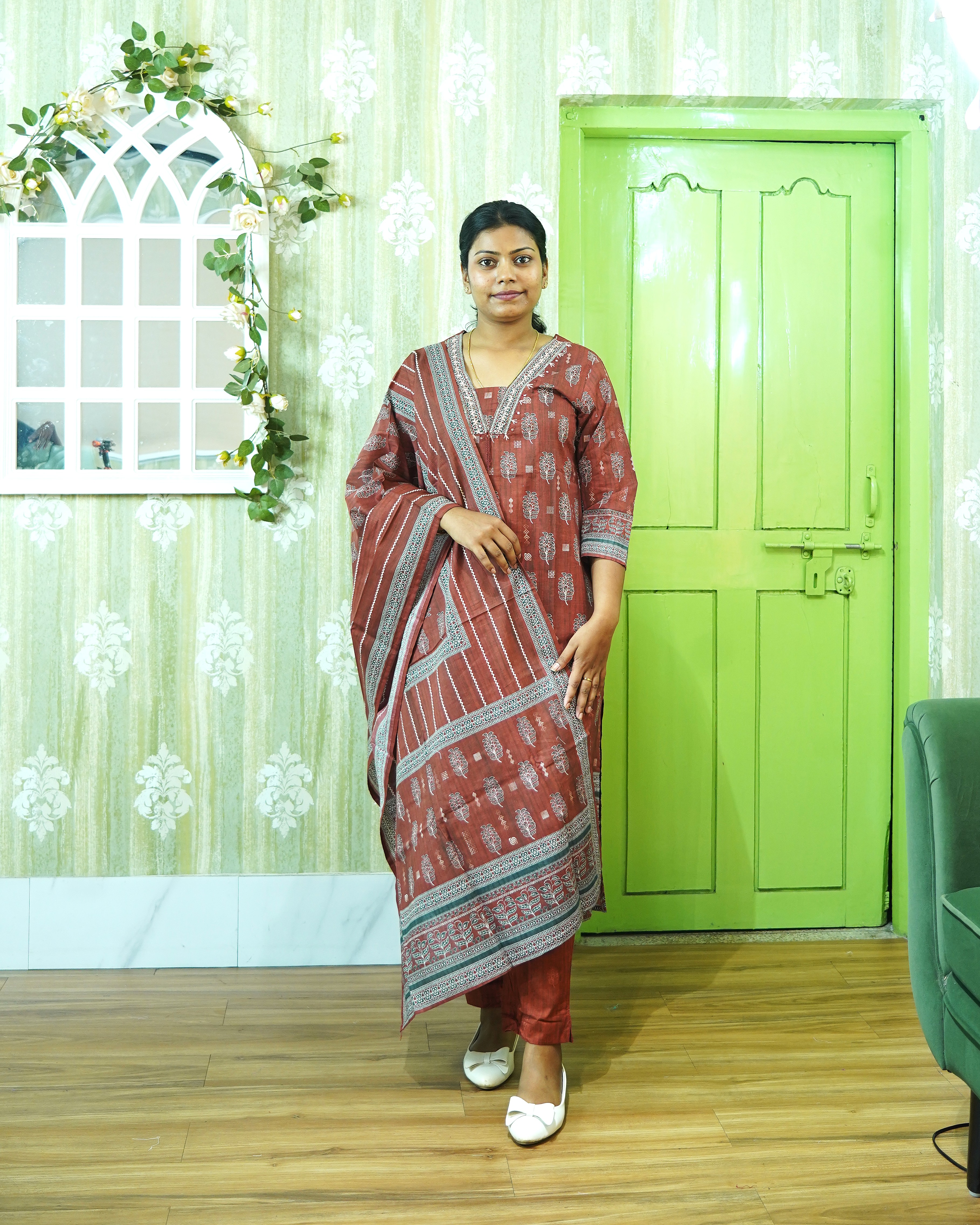 Muted Mulberry: Berry Red Pure Cotton Kurti