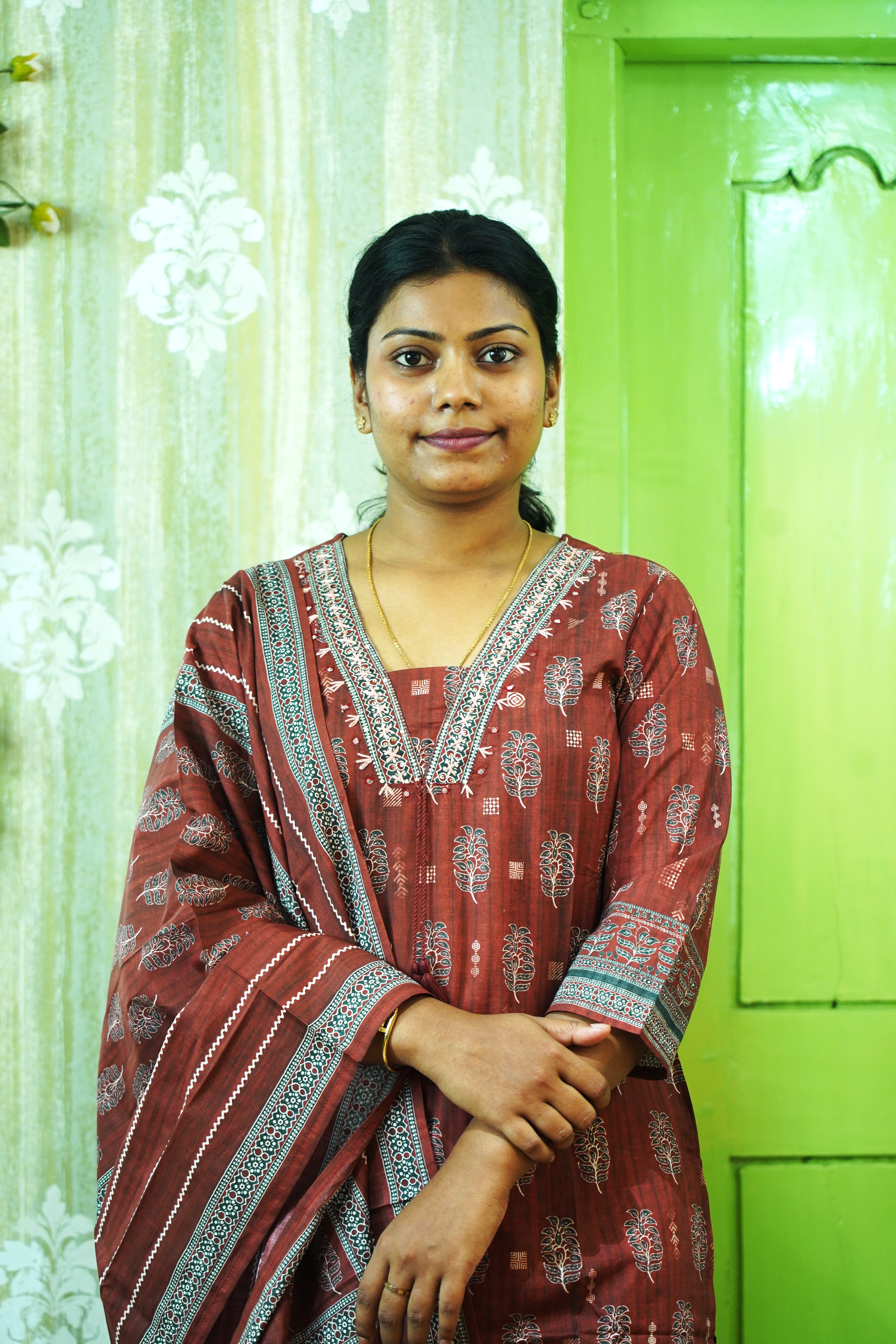 Muted Mulberry: Berry Red Pure Cotton Kurti gallery 4