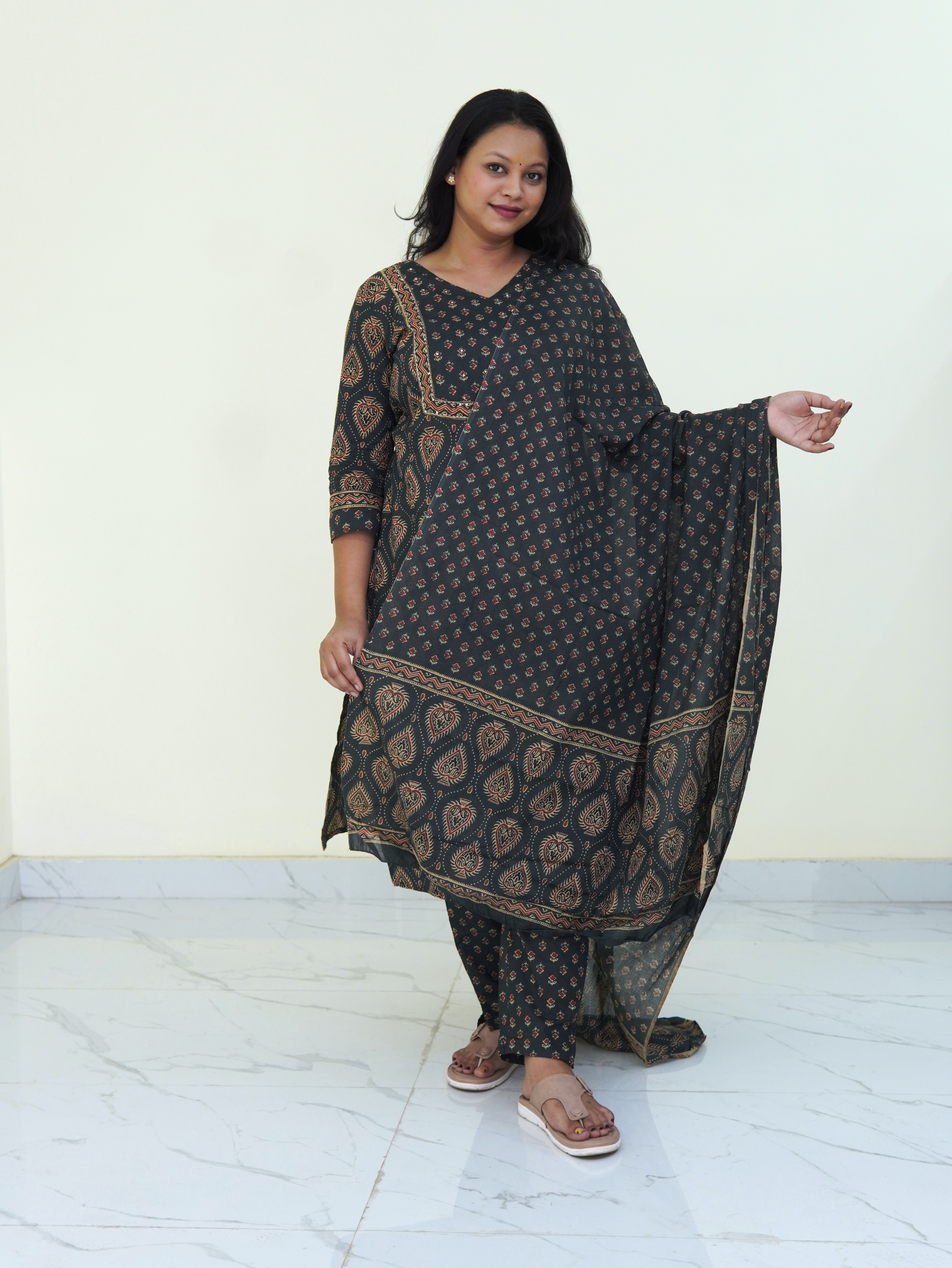 MidNight Sage: Serene Green Pure Cotton Set