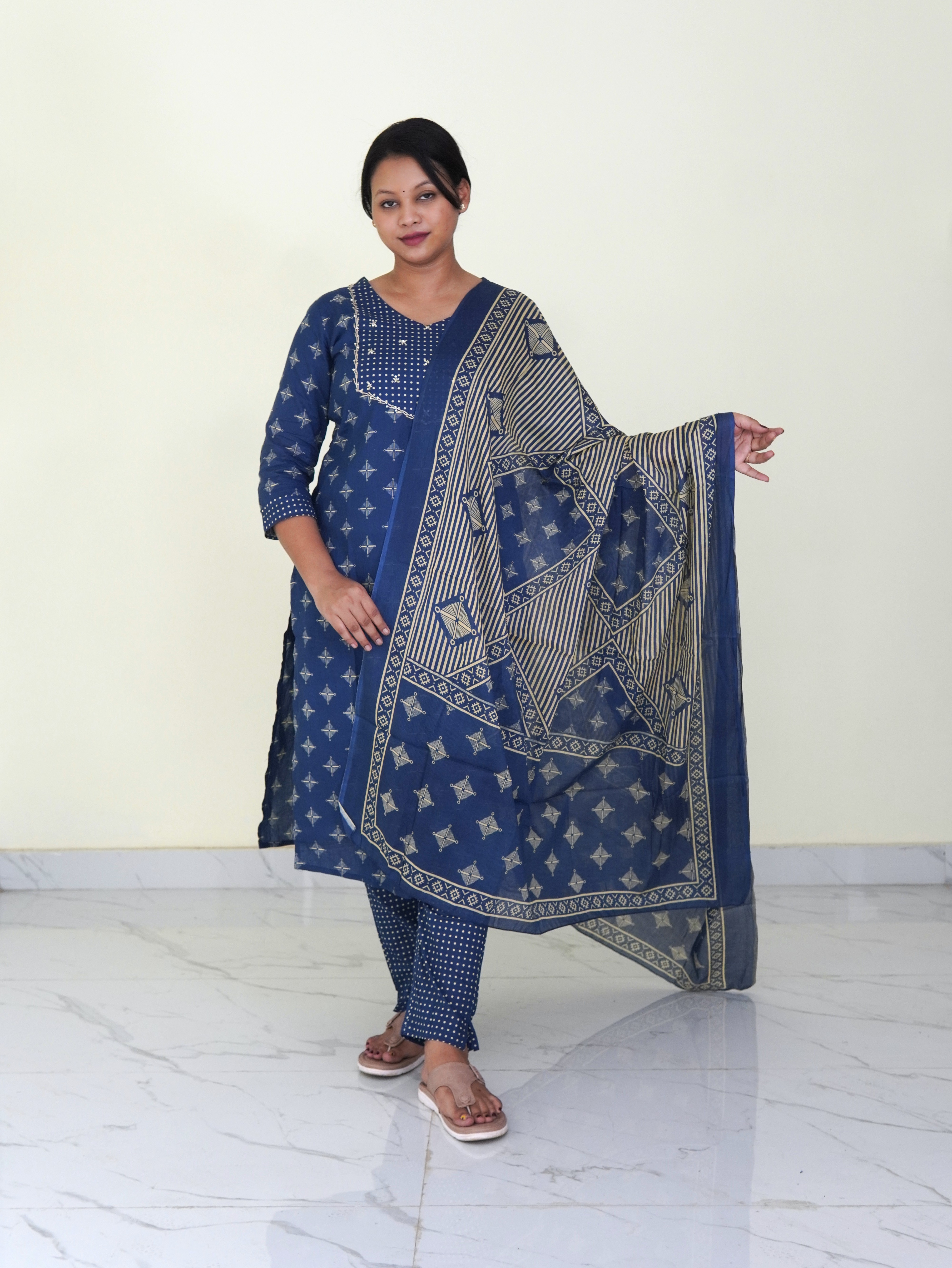 Nilambri: Aura Indigo Pure Cotton Kurti Set