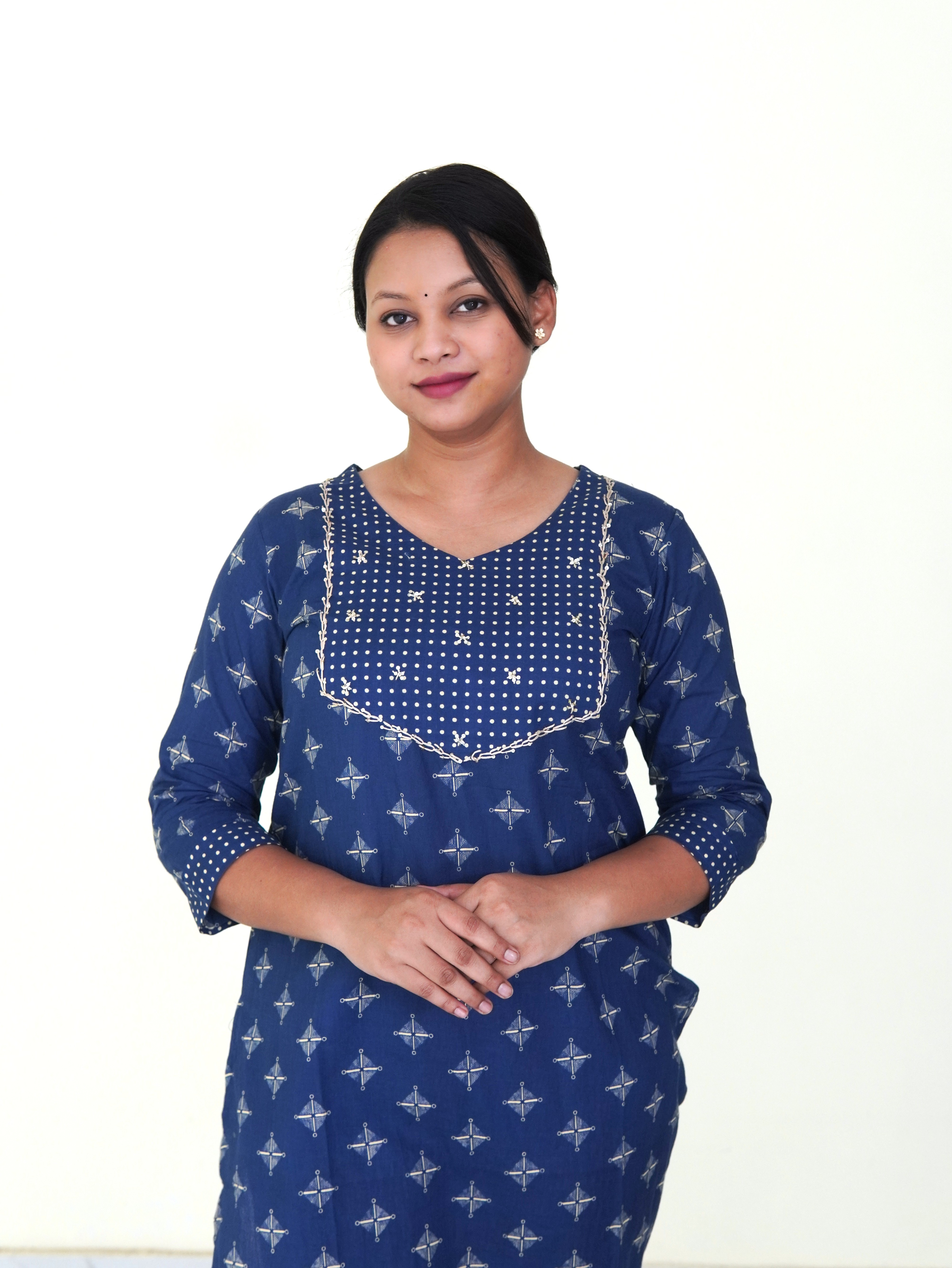 Nilambri: Aura Indigo Pure Cotton Kurti Set gallery 2