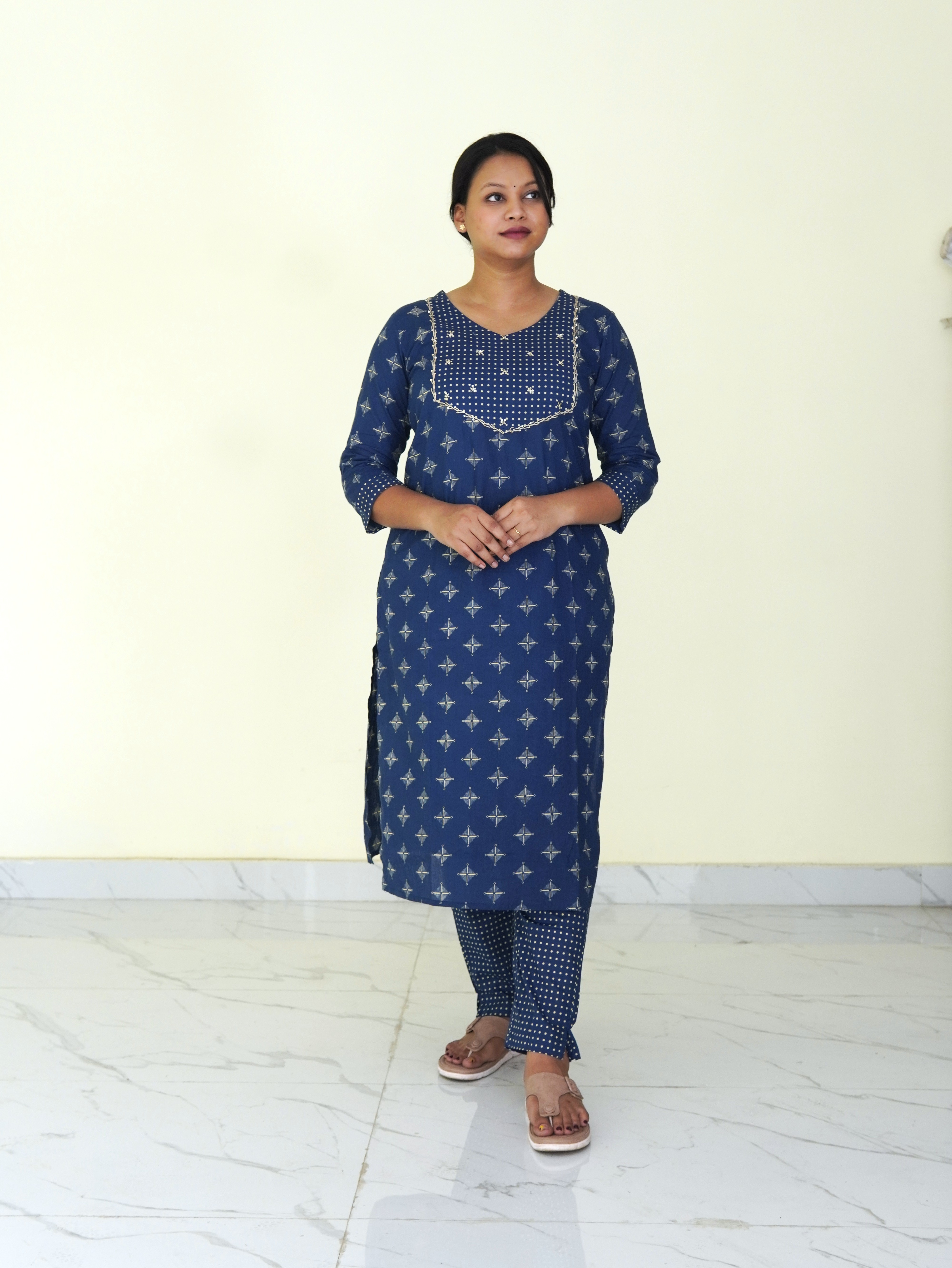 Nilambri: Aura Indigo Pure Cotton Kurti Set gallery 3