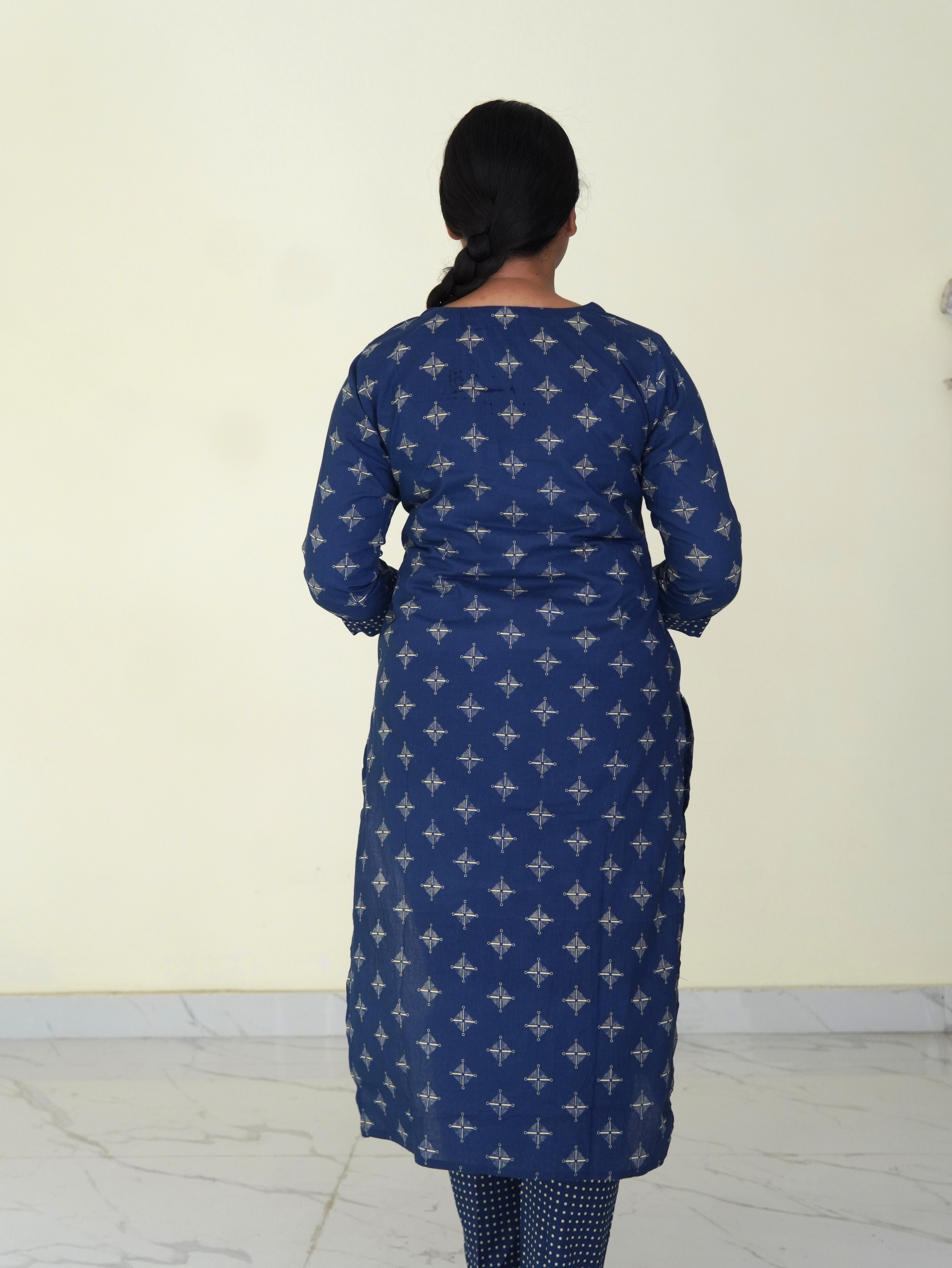 Nilambri: Aura Indigo Pure Cotton Kurti Set gallery 4