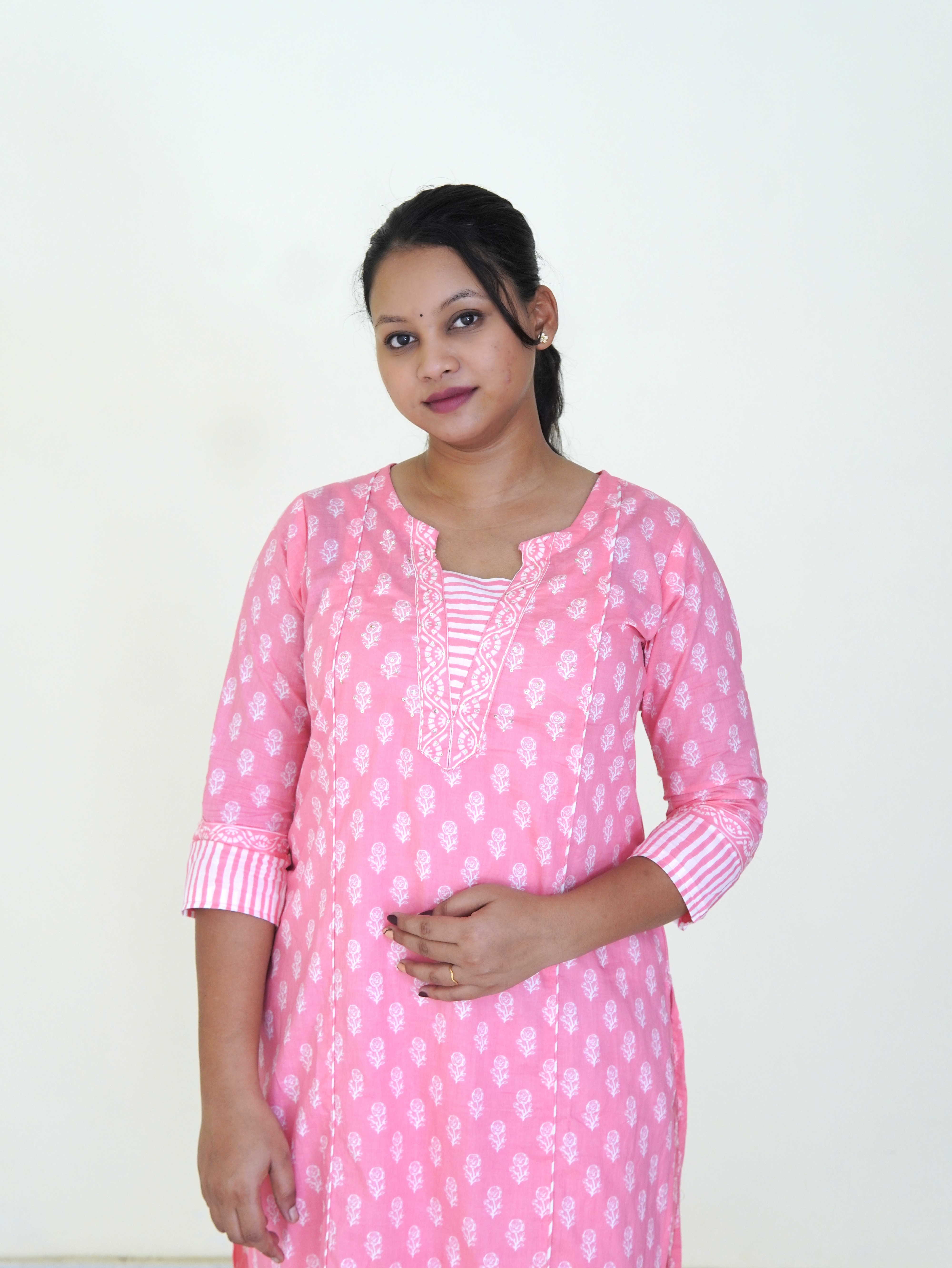 Petal soft: Rose stripe Pure Cotton Kurti Set gallery 2
