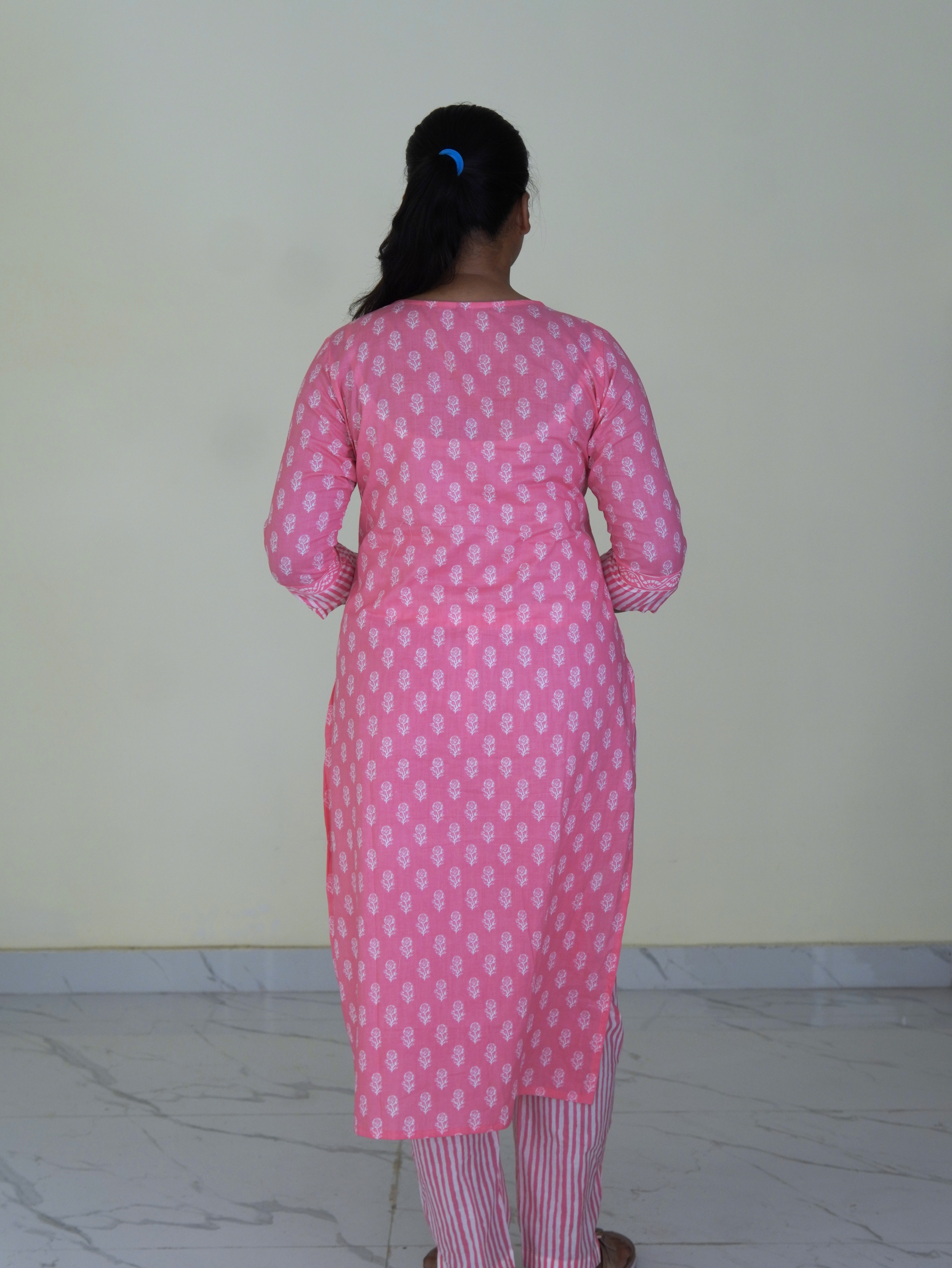 Petal soft: Rose stripe Pure Cotton Kurti Set gallery 4