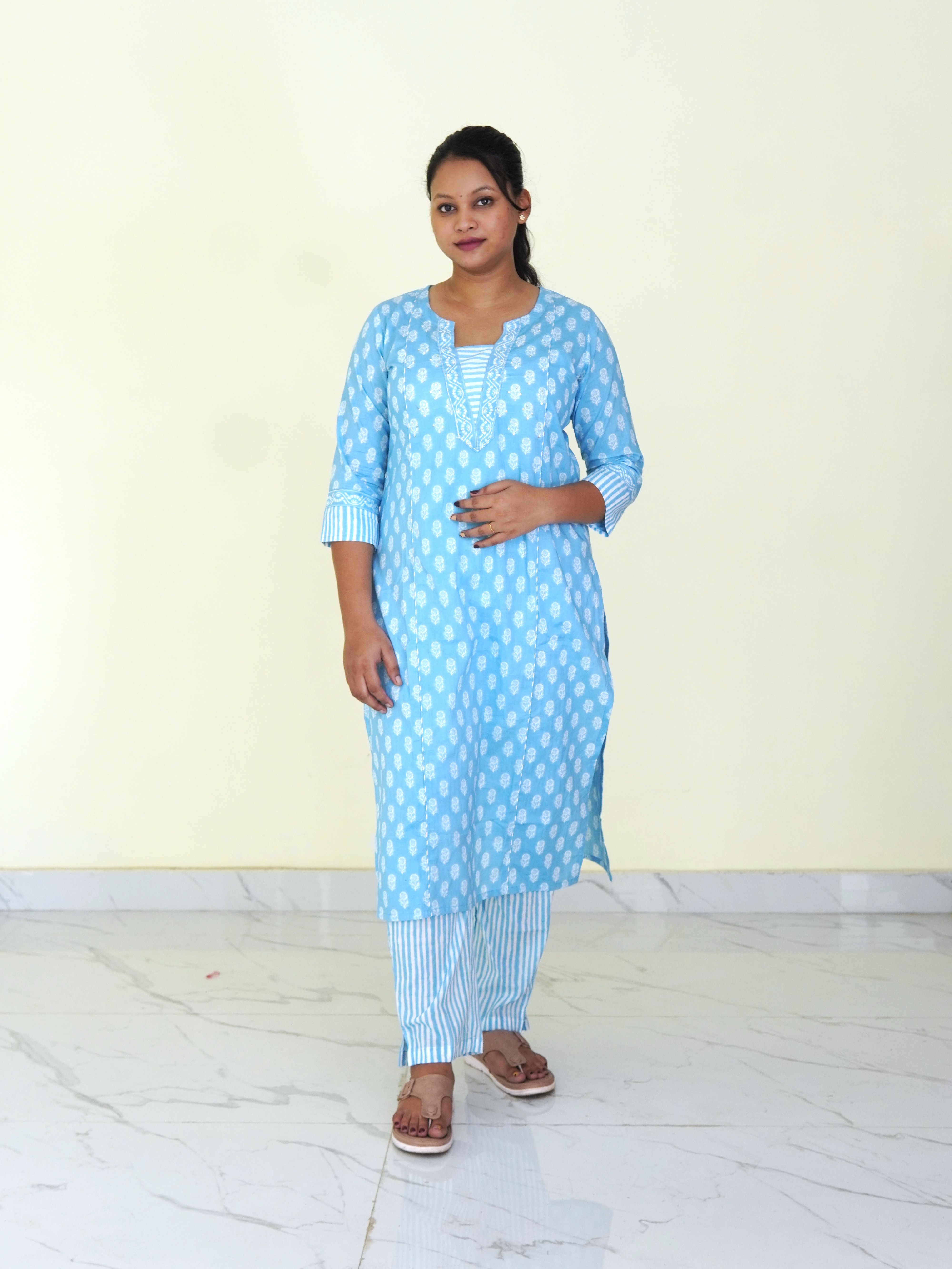 Skyline: Azure Breeze Pure Cotton Kurti Set gallery 3