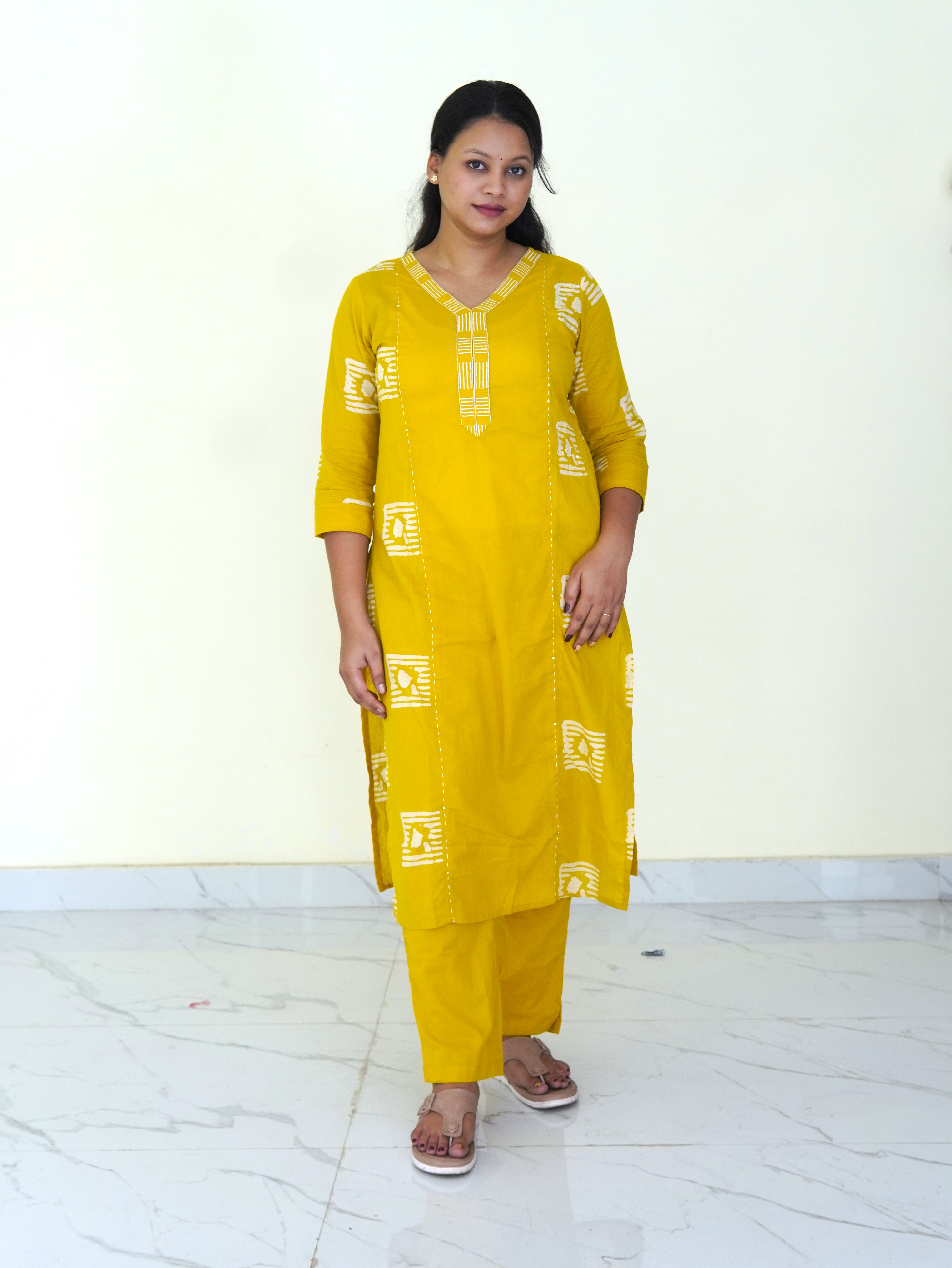 Golden Hour: Marigold Grace Pure Cotton Kurti Set gallery 3