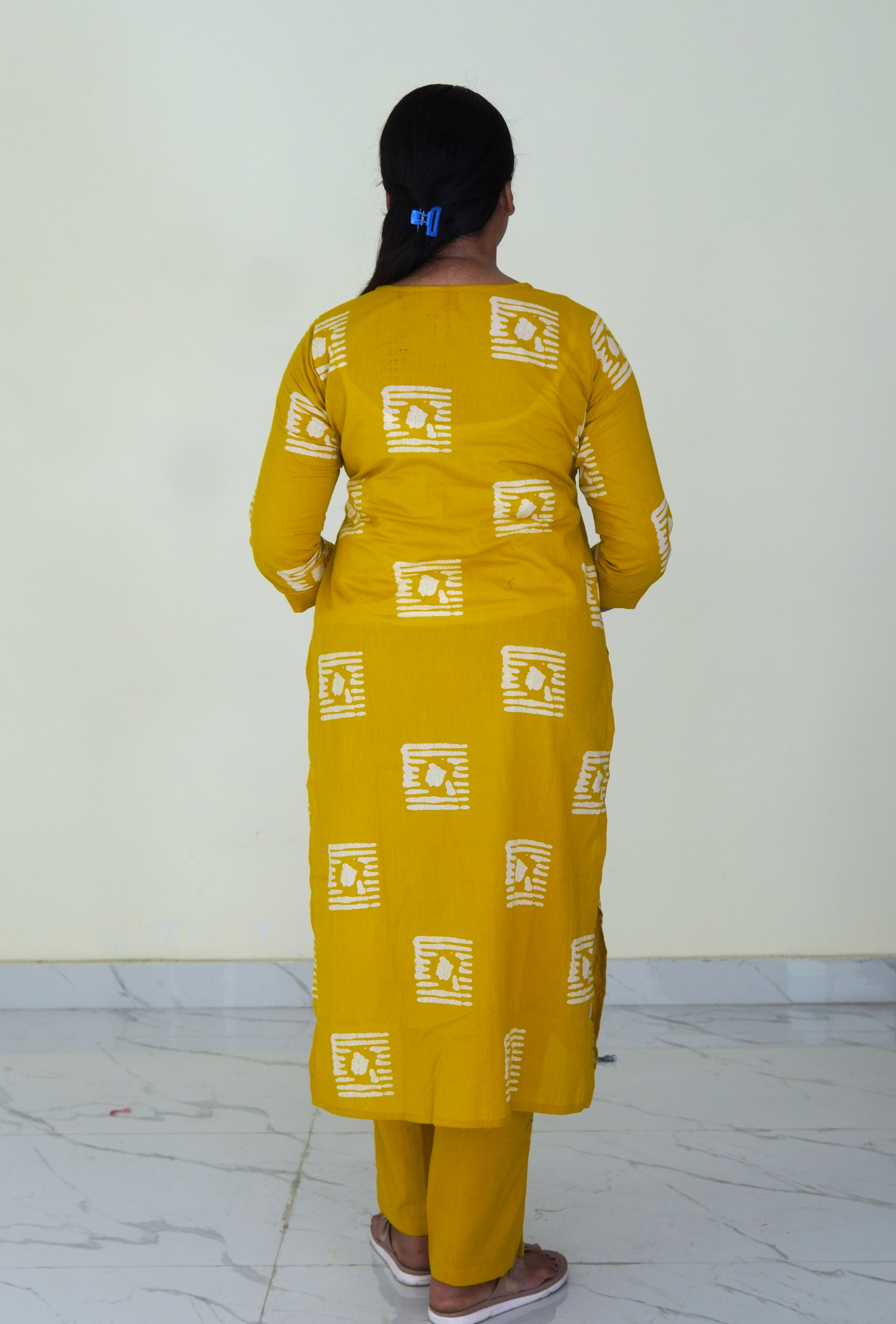 Golden Hour: Marigold Grace Pure Cotton Kurti Set gallery 4
