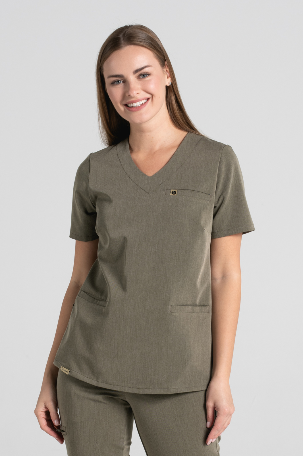 Bluza medyczna damska Merit - Olive melange