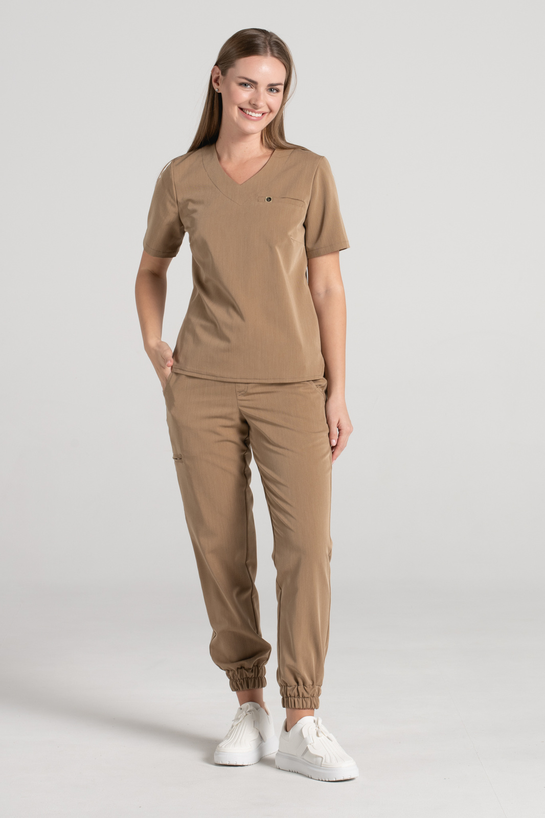 Krótka bluza medyczna damska Florence - Caramel