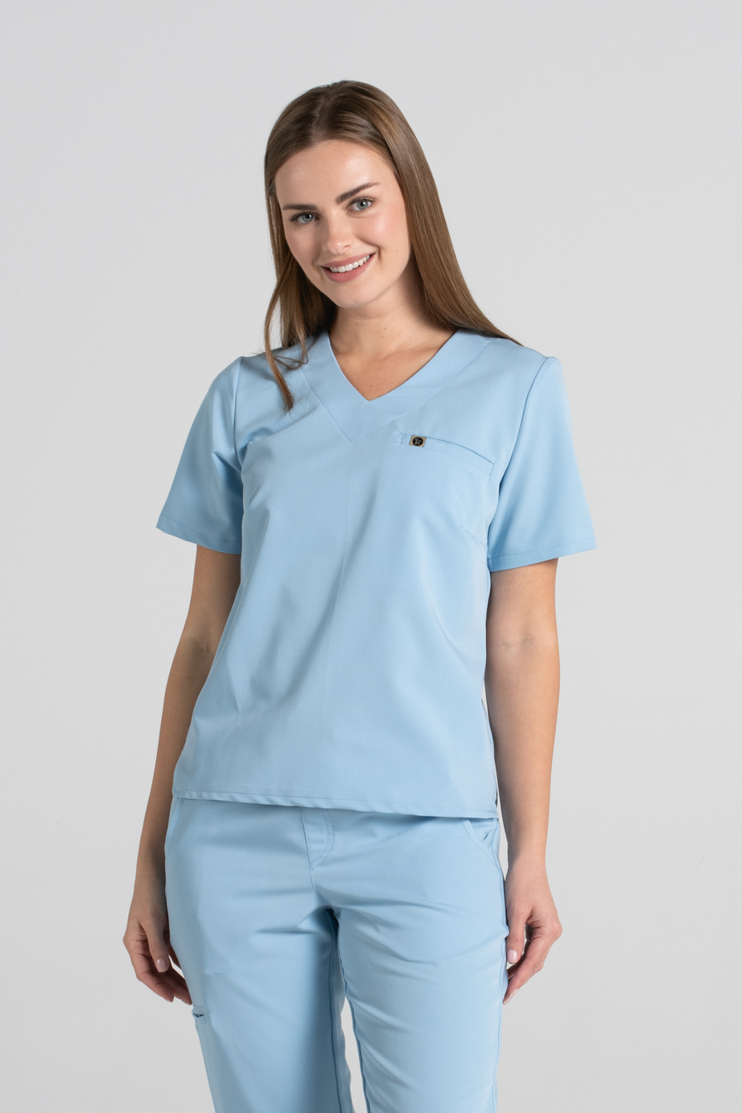 Krótka bluza medyczna damska Florence - Baby blue