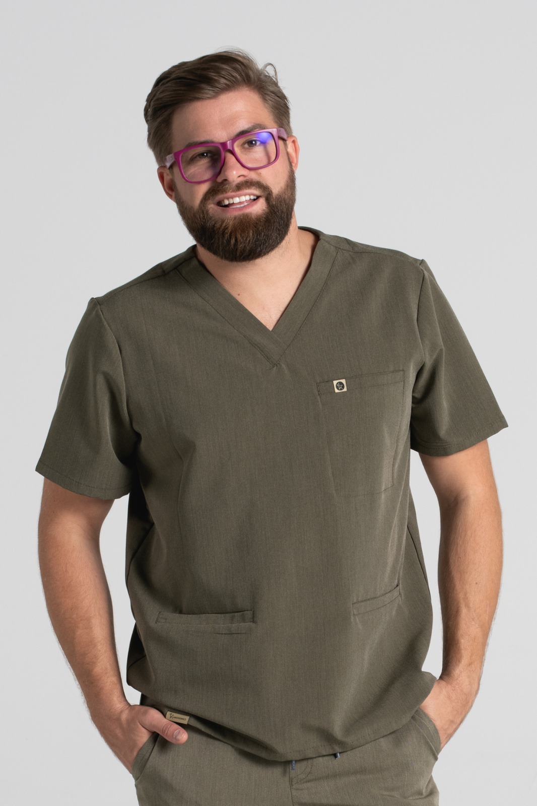 Bluza medyczna męska Sokrates - Olive melange