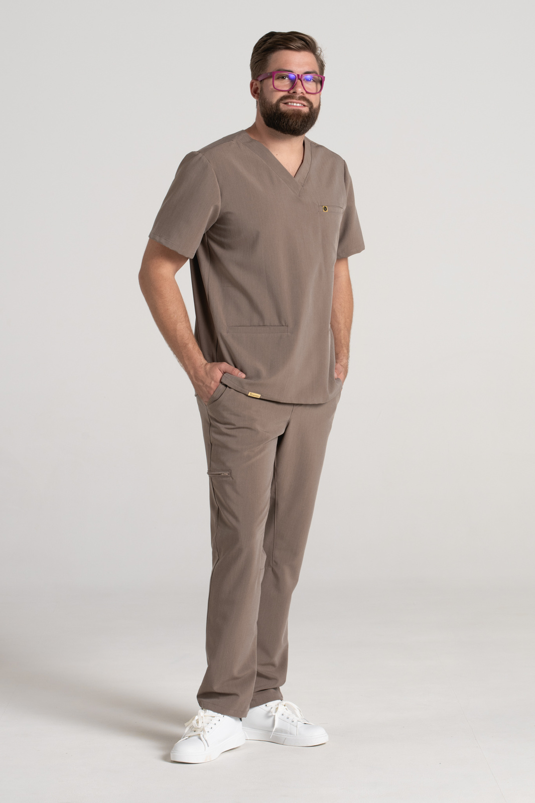 Bluza medyczna męska Sokrates - Brown melange