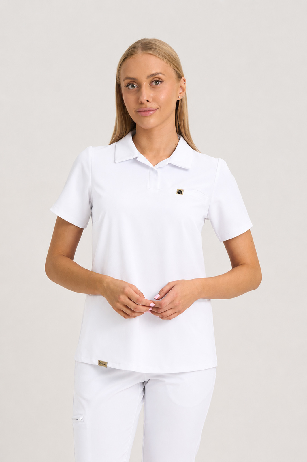 Bluza medyczna damska typu polo Rita - Snow white