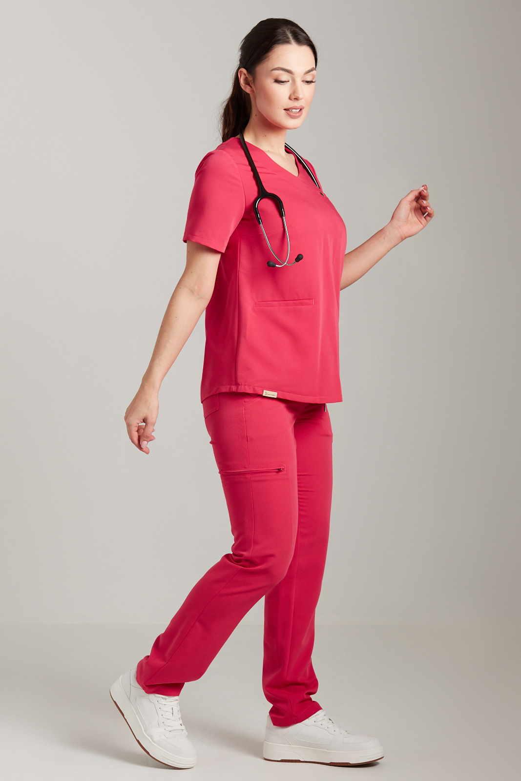 Bluza medyczna damska Merit - Ultra pink