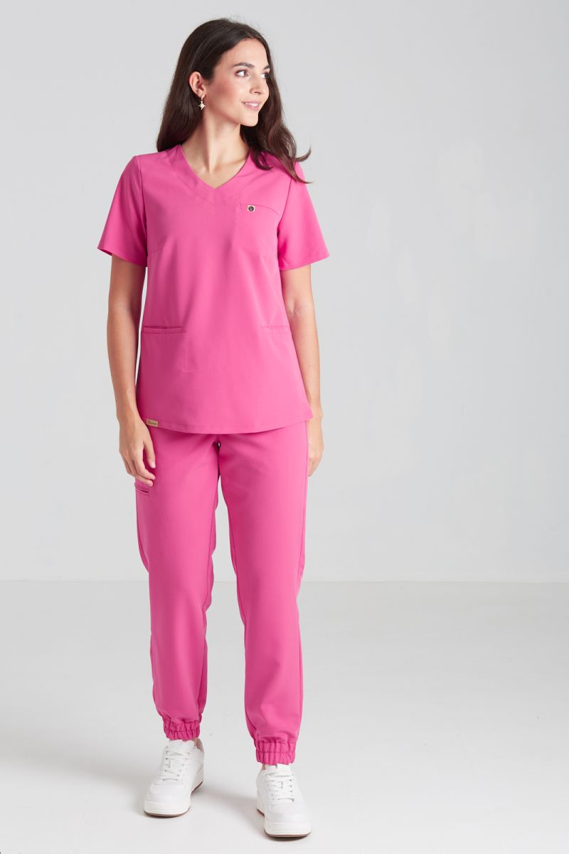 Spodnie medyczne joggery damskie Merit - Hot pink