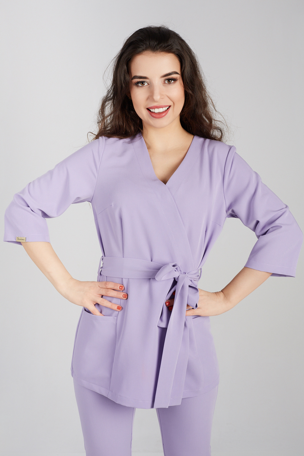 Tunika medyczna damska rękaw 3/4 - Lilac dream