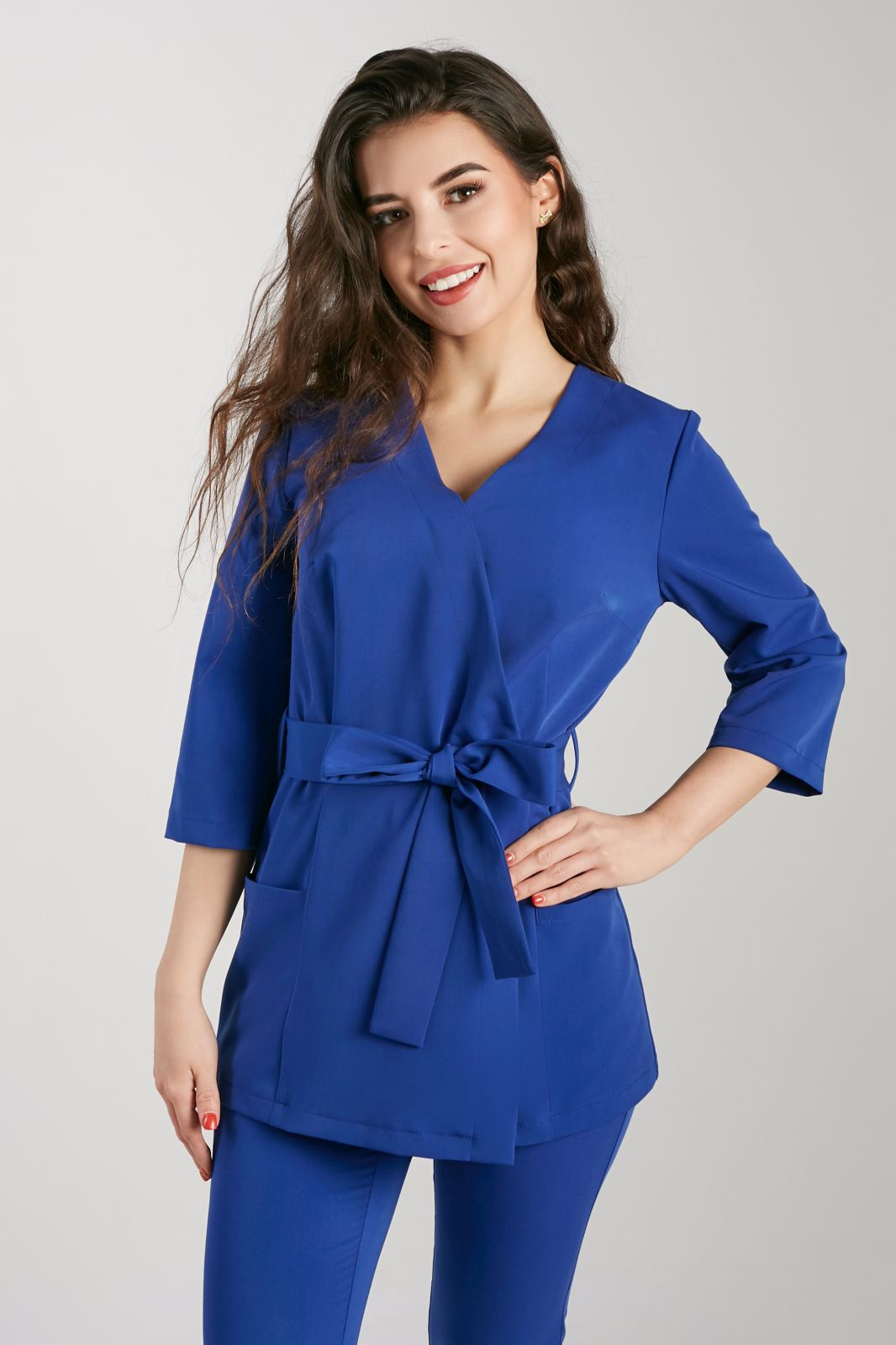 Tunika medyczna damska rękaw 3/4 - Royal blue
