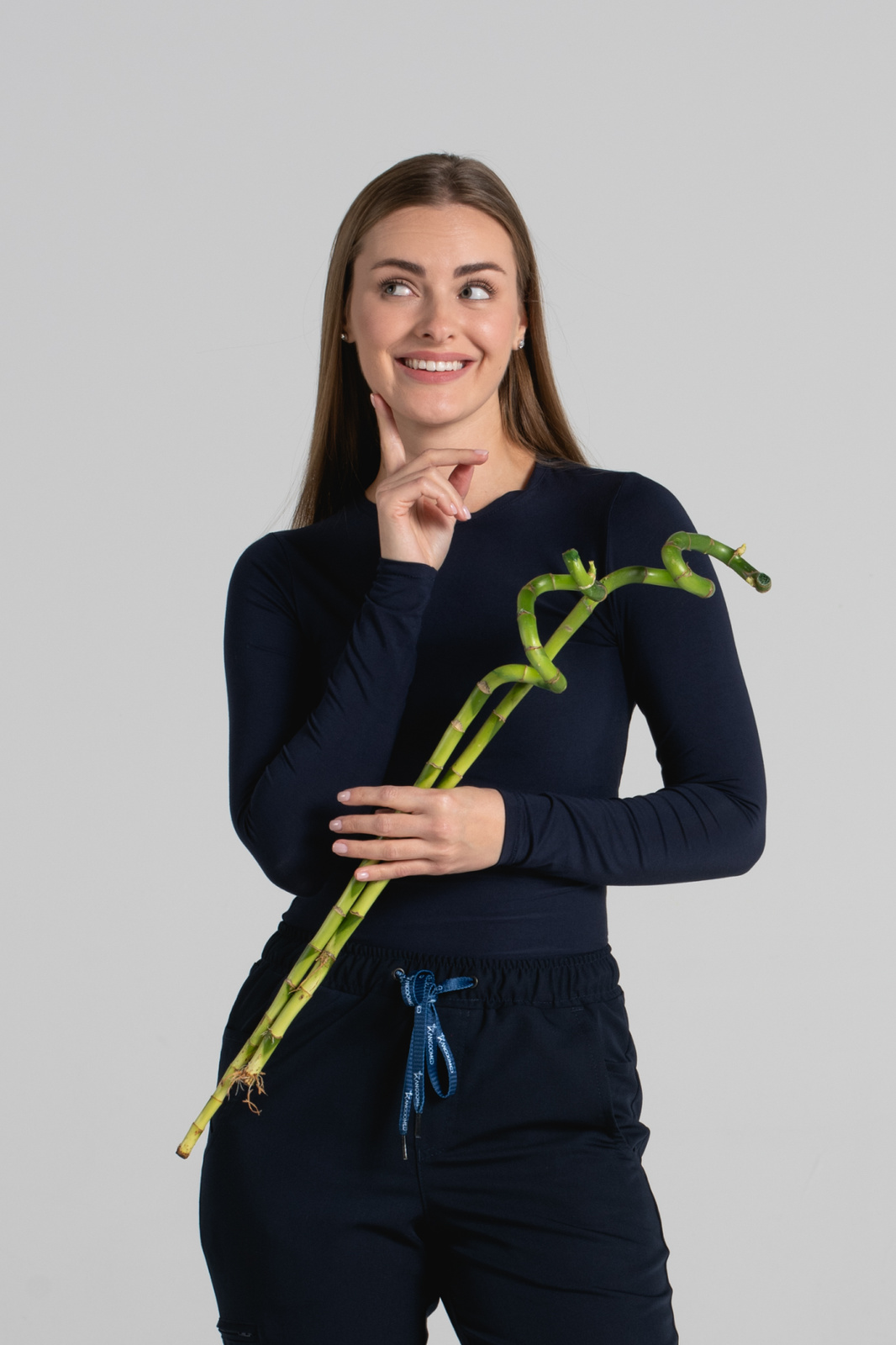 Longsleeve medyczny damski - - Bamboo collection - Calm navy