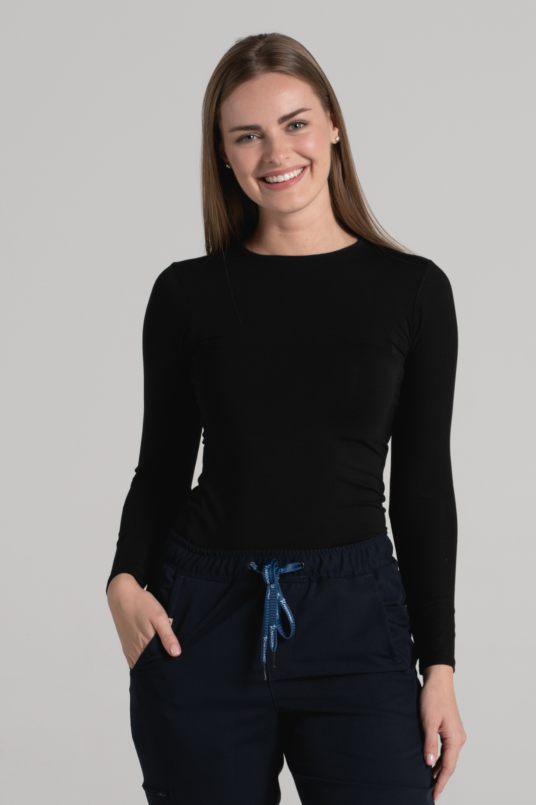 Longsleeve medyczny damski - - Bamboo collection - Classic black