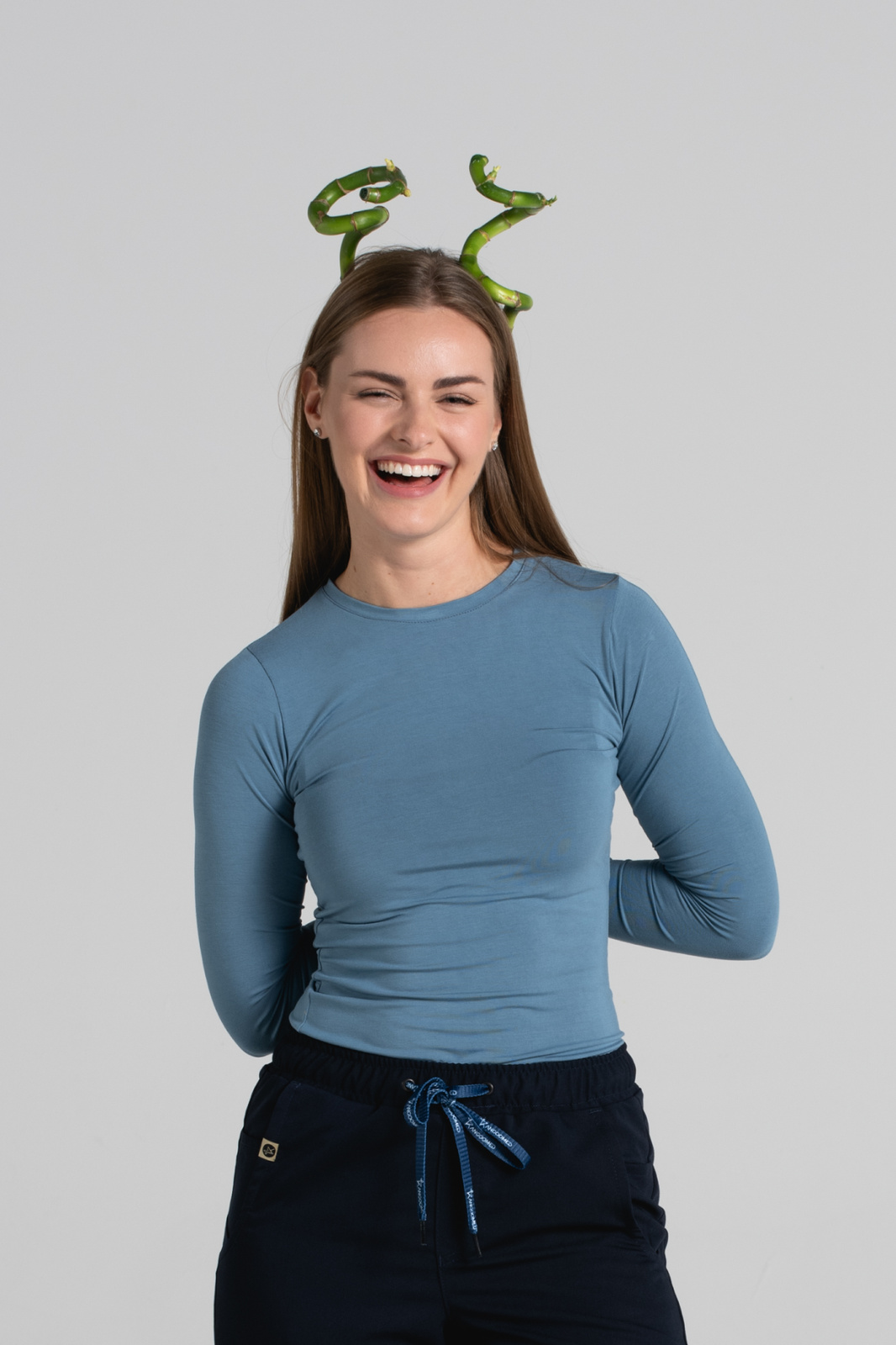 Longsleeve medyczny damski - - Bamboo collection - Light blue