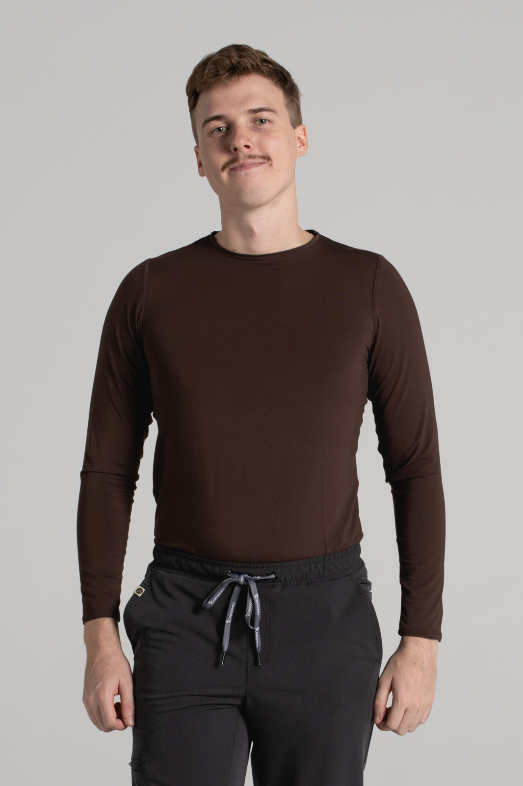 Longsleeve medyczny męski - - Bamboo collection - Sweet chocolate