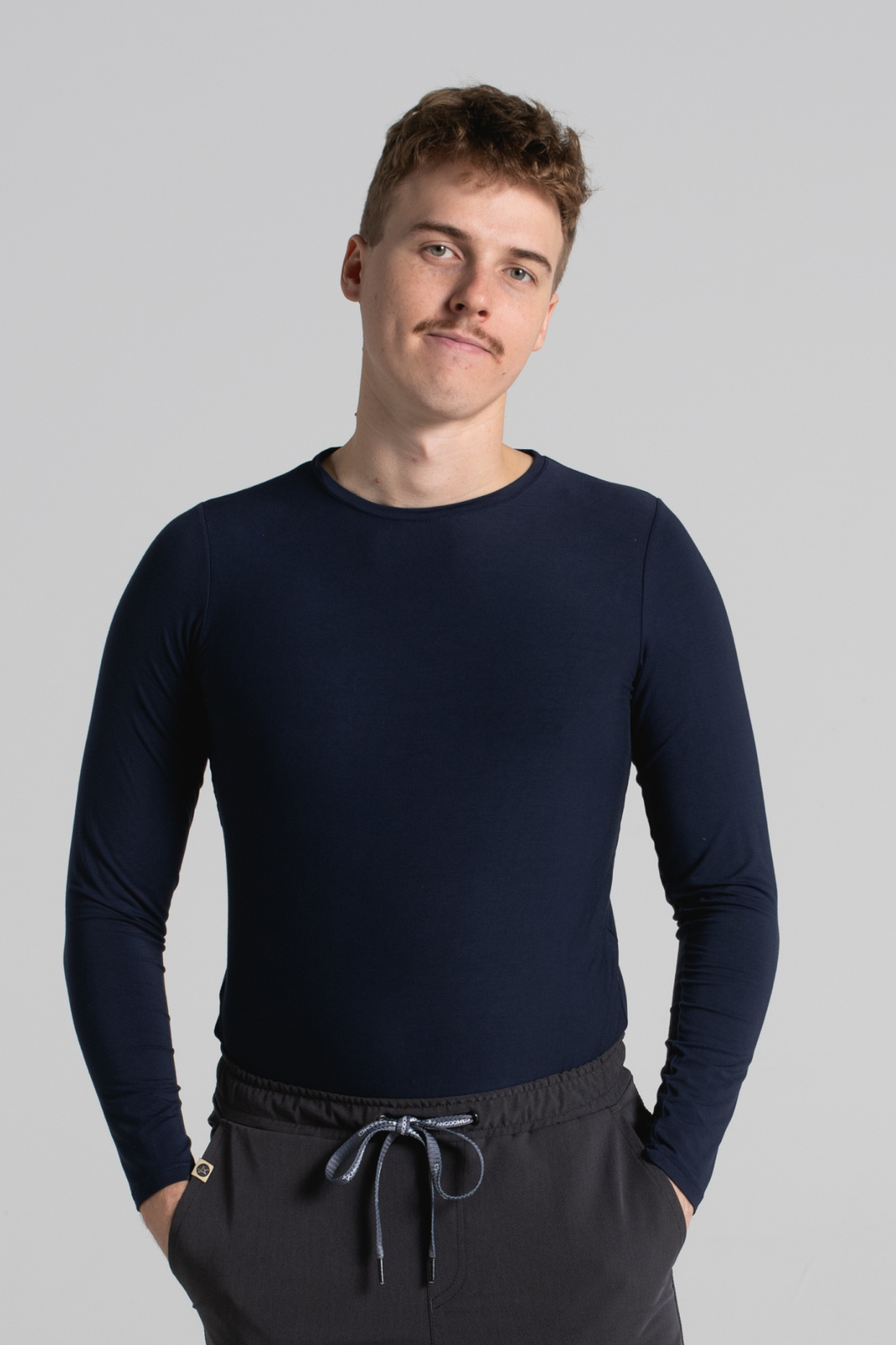 Longsleeve medyczny męski - - Bamboo collection - Calm navy